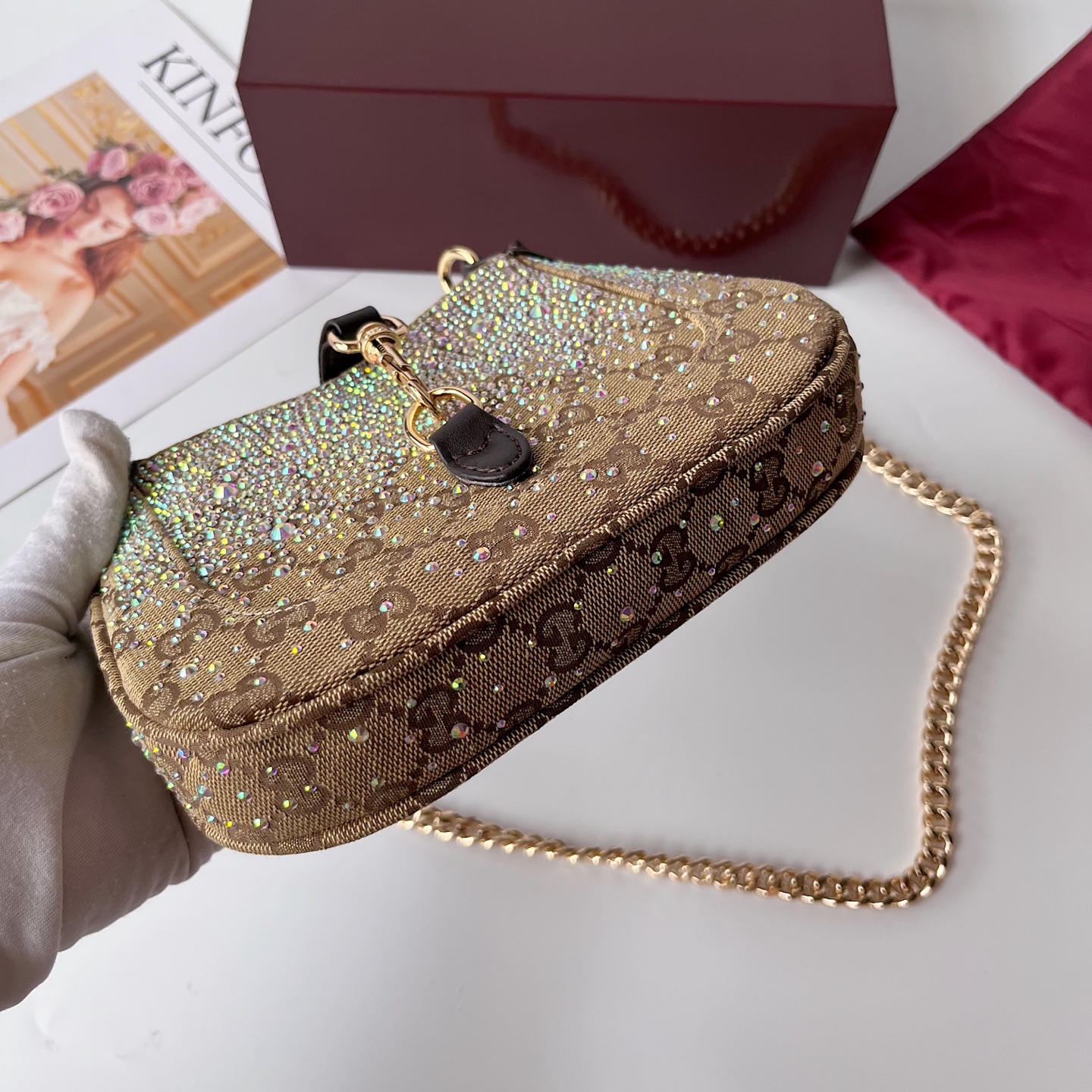 [TOP] GUCCI Jackie Notte Bag Mini 19.5*18*3.5 cm - Brown