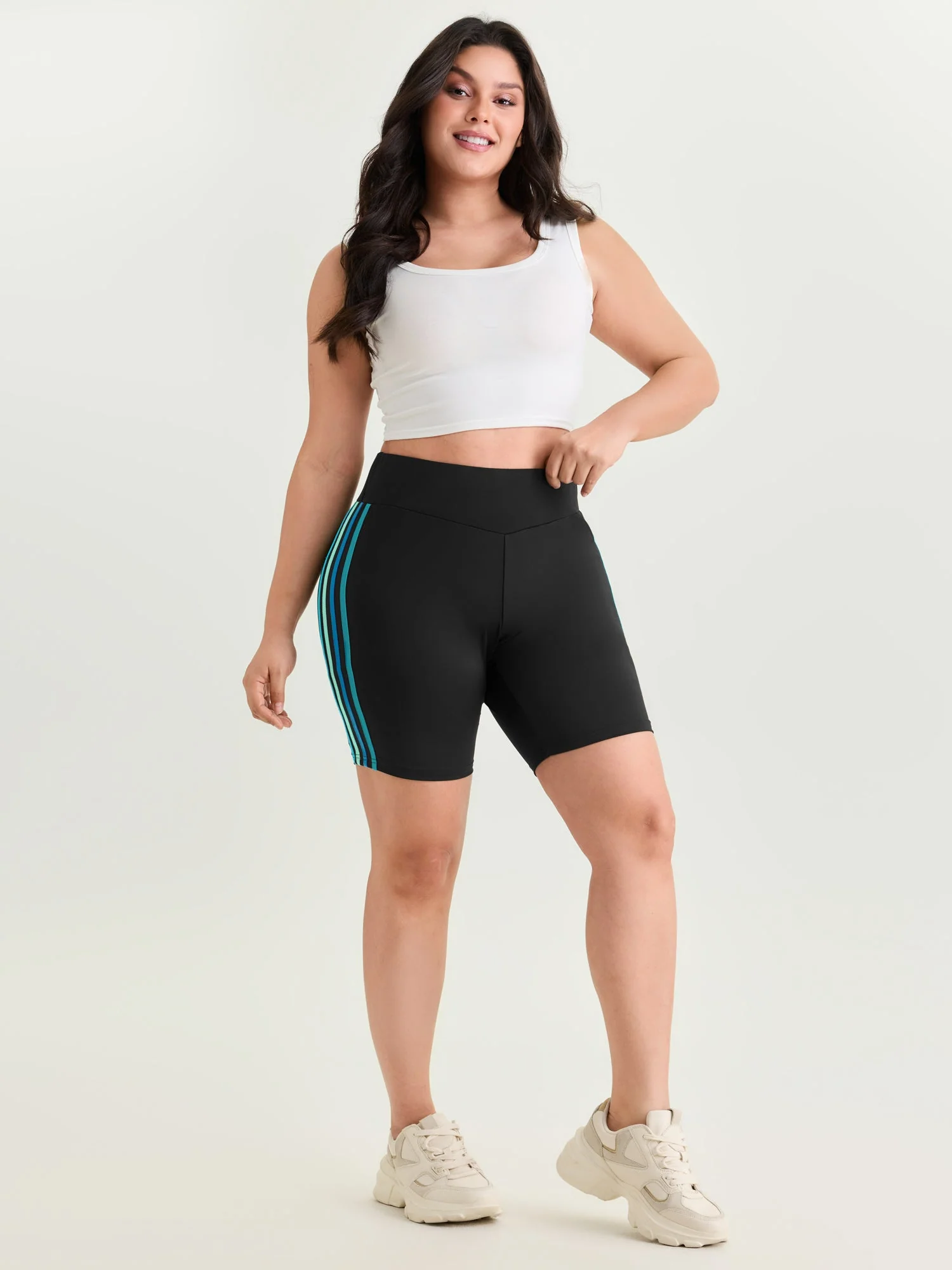 Stretchy Color Contrast Cropped Leggings