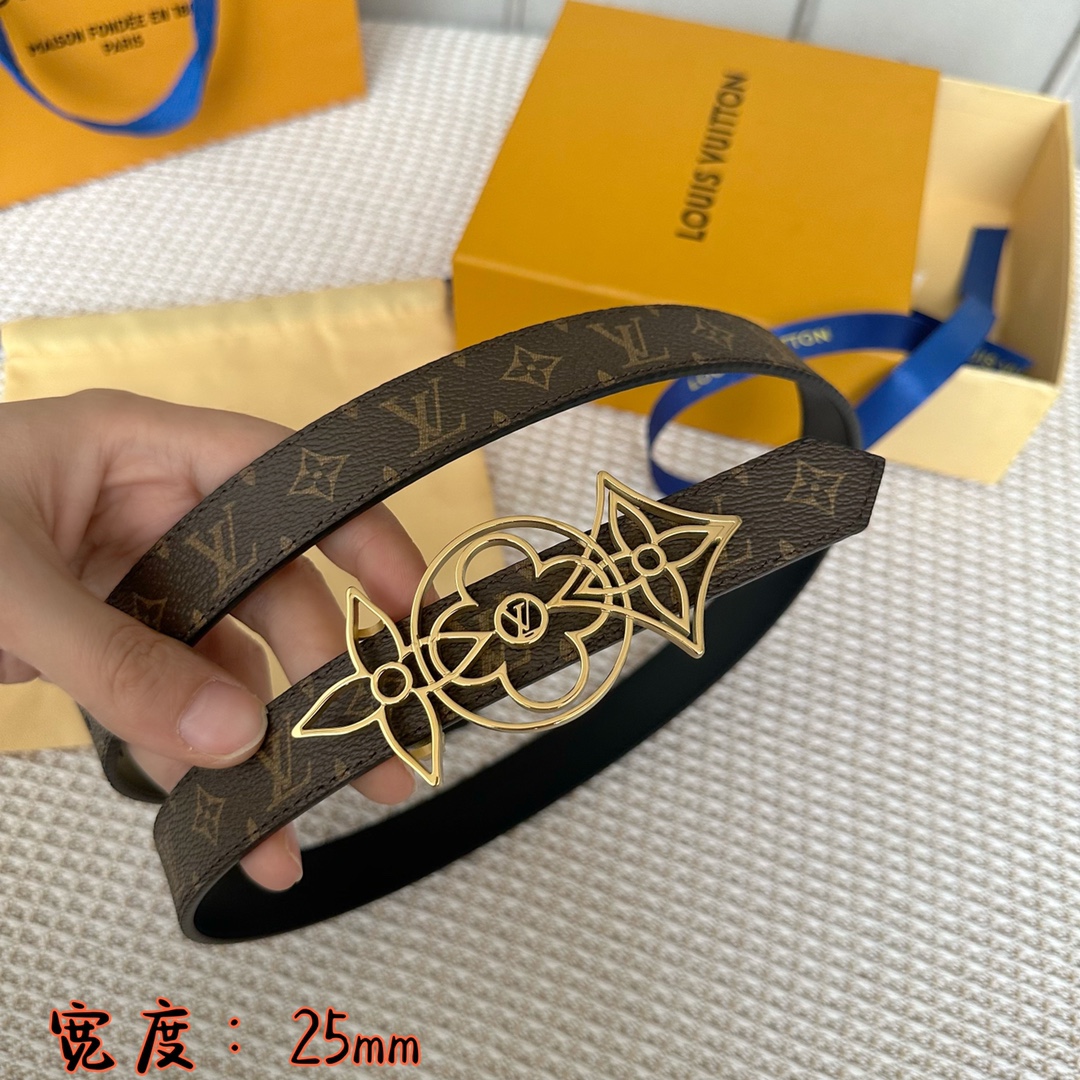 [TOP] Louis Vuitton LV Belt Calfskin 2.5cm - Brown - 711 Luxury