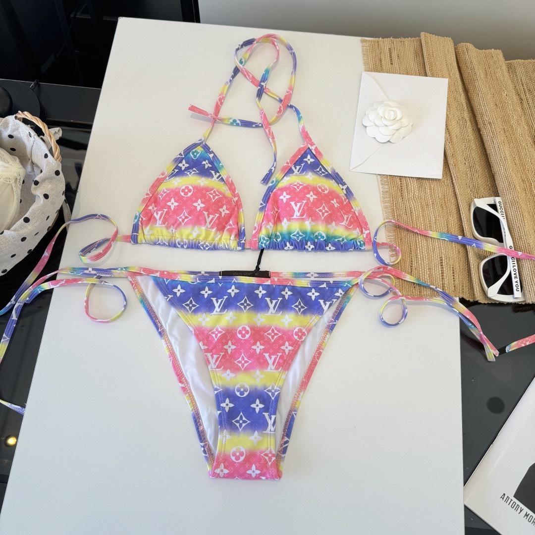 [TOP] Louis Vuitton LV Bikini Swimsuit - Pink and Blue - 711 Luxury