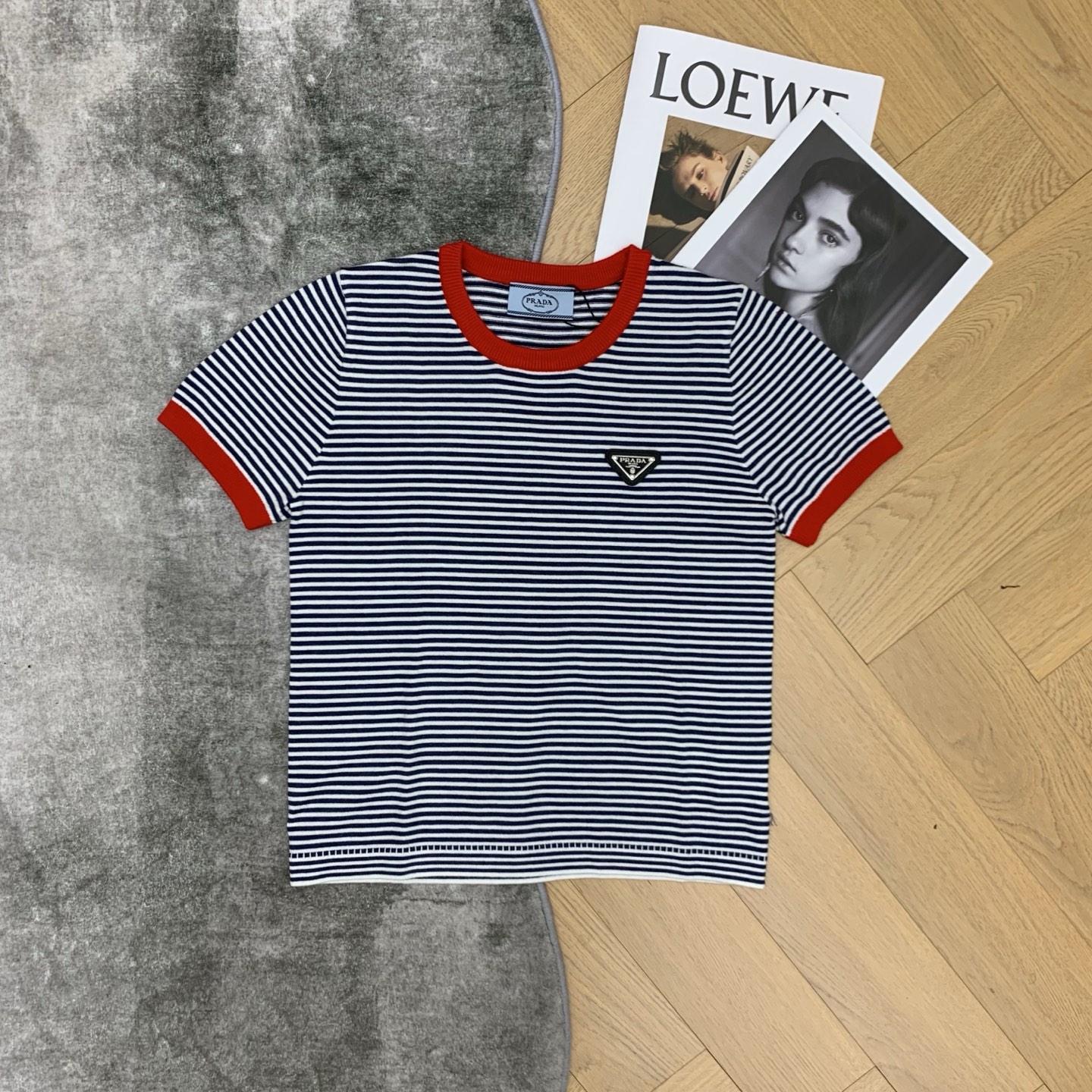 [TOP] PRADA  Knitted  T-shirt - Stripe