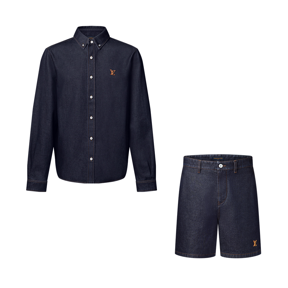 LOUIS VUITTON Denim Long-Sleeved Shirt and Shorts #389353