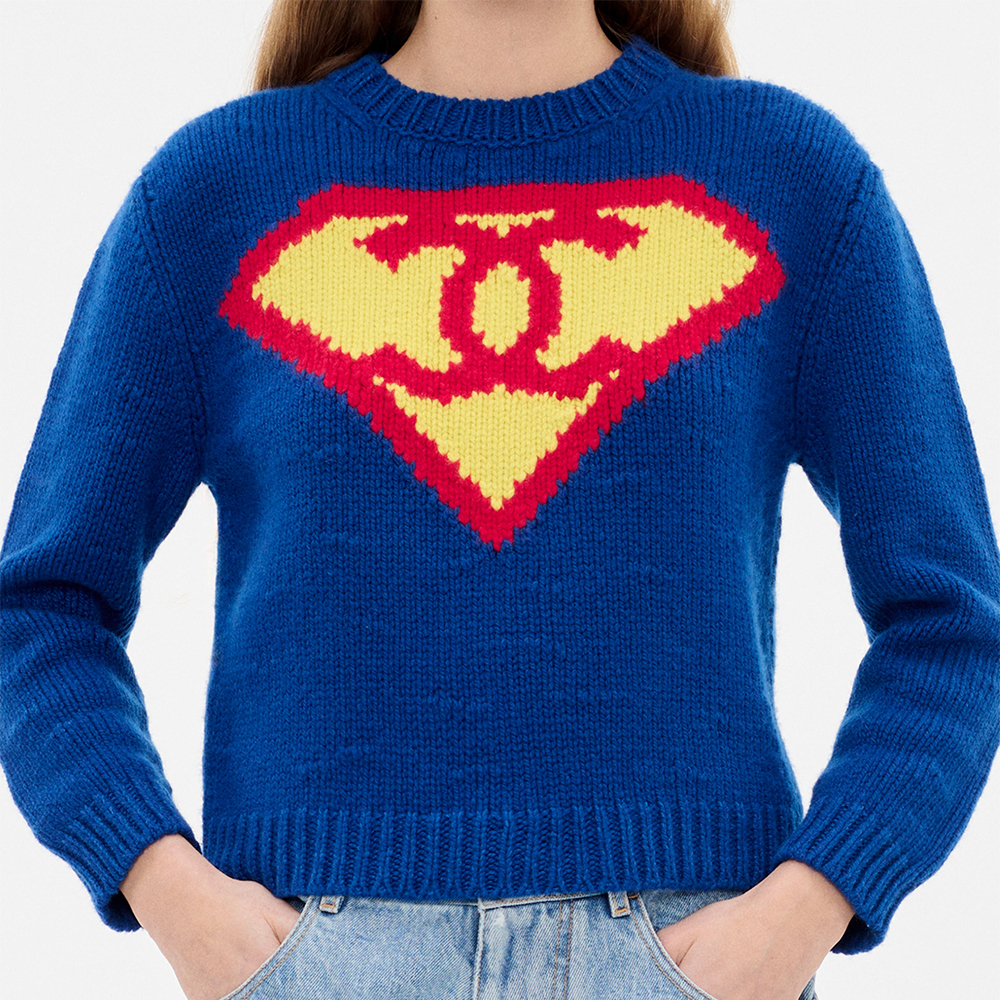 Chanel red Accessory CHANEL Pullover Cashmere Blue Yellow Red #387528 | Nigo Office
