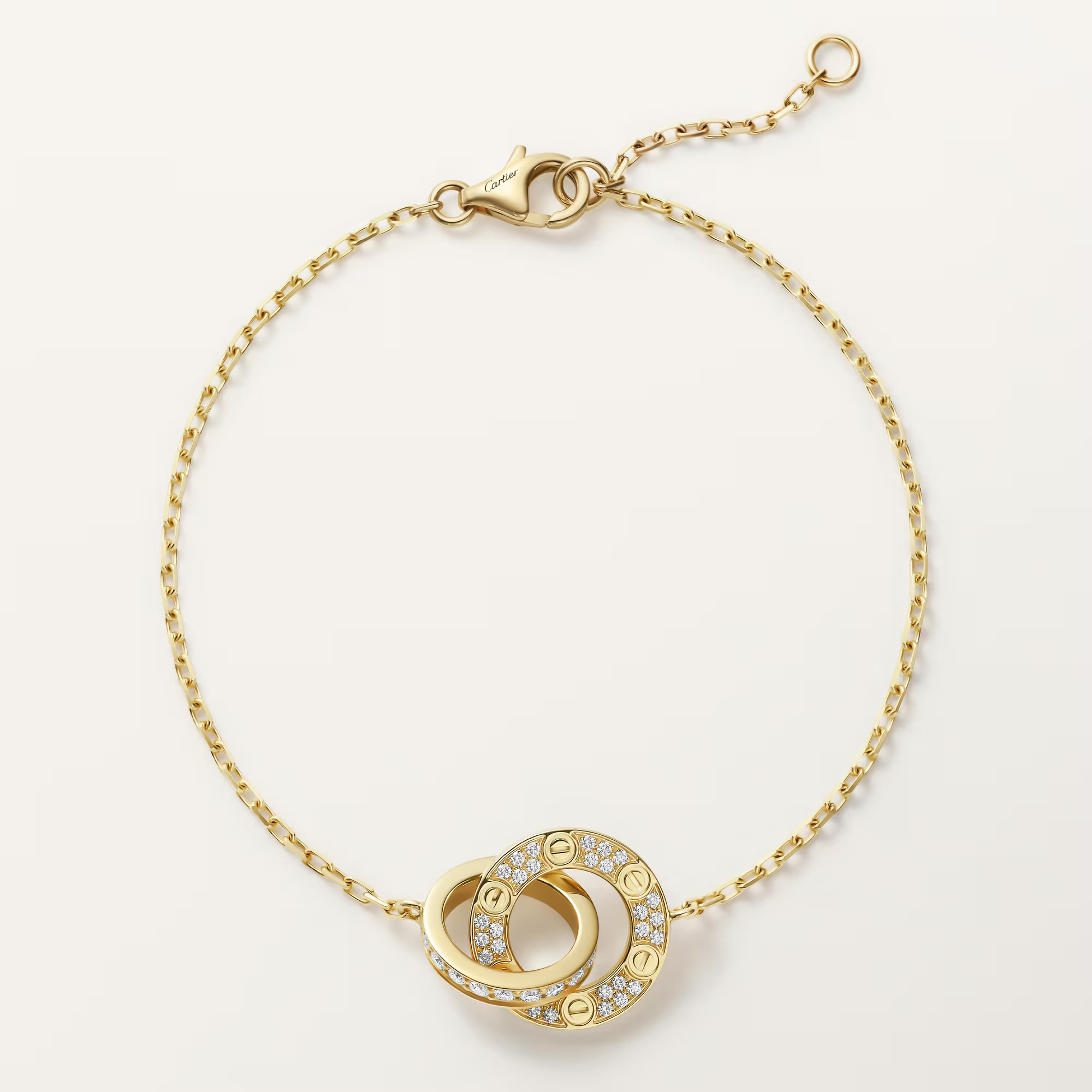 Carty Love Luna Loop Bracelet, Yellow Gold, Paved