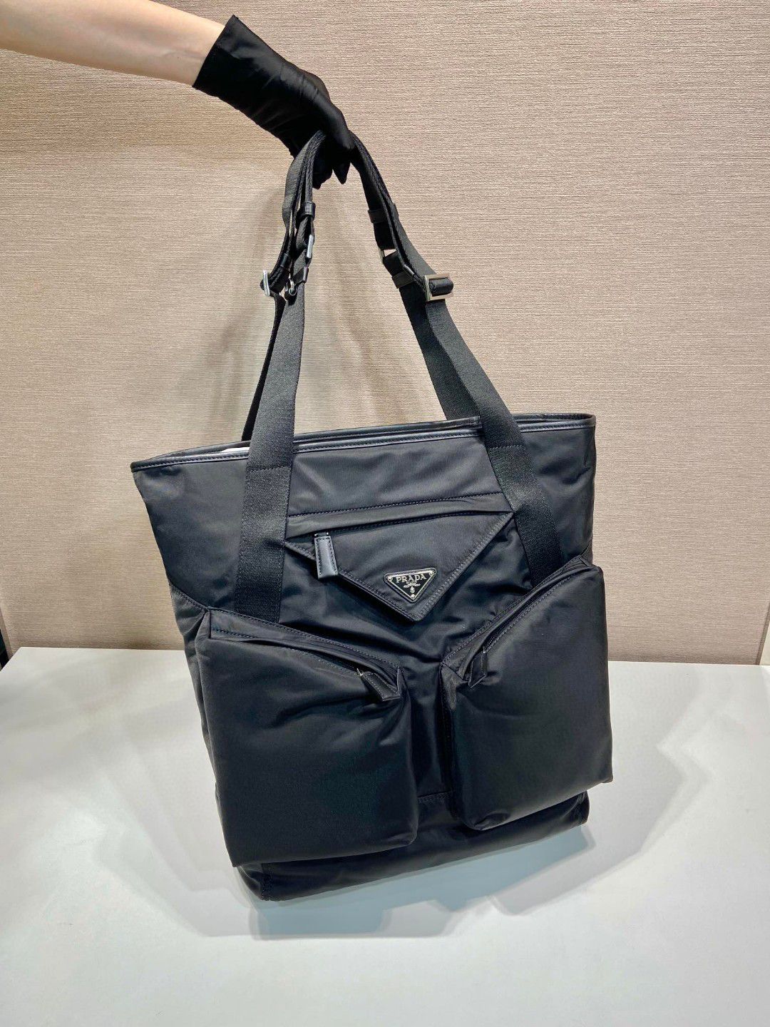 [TOP] PRADA Tote Bag Nylon 31.5x42.5x16cm - Black