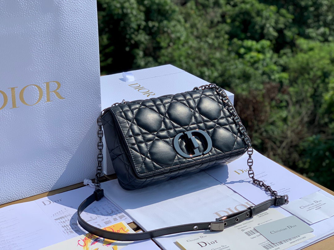 [TOP] Christian Dior Caro Bag Calfskin 25x15x8cm - Black