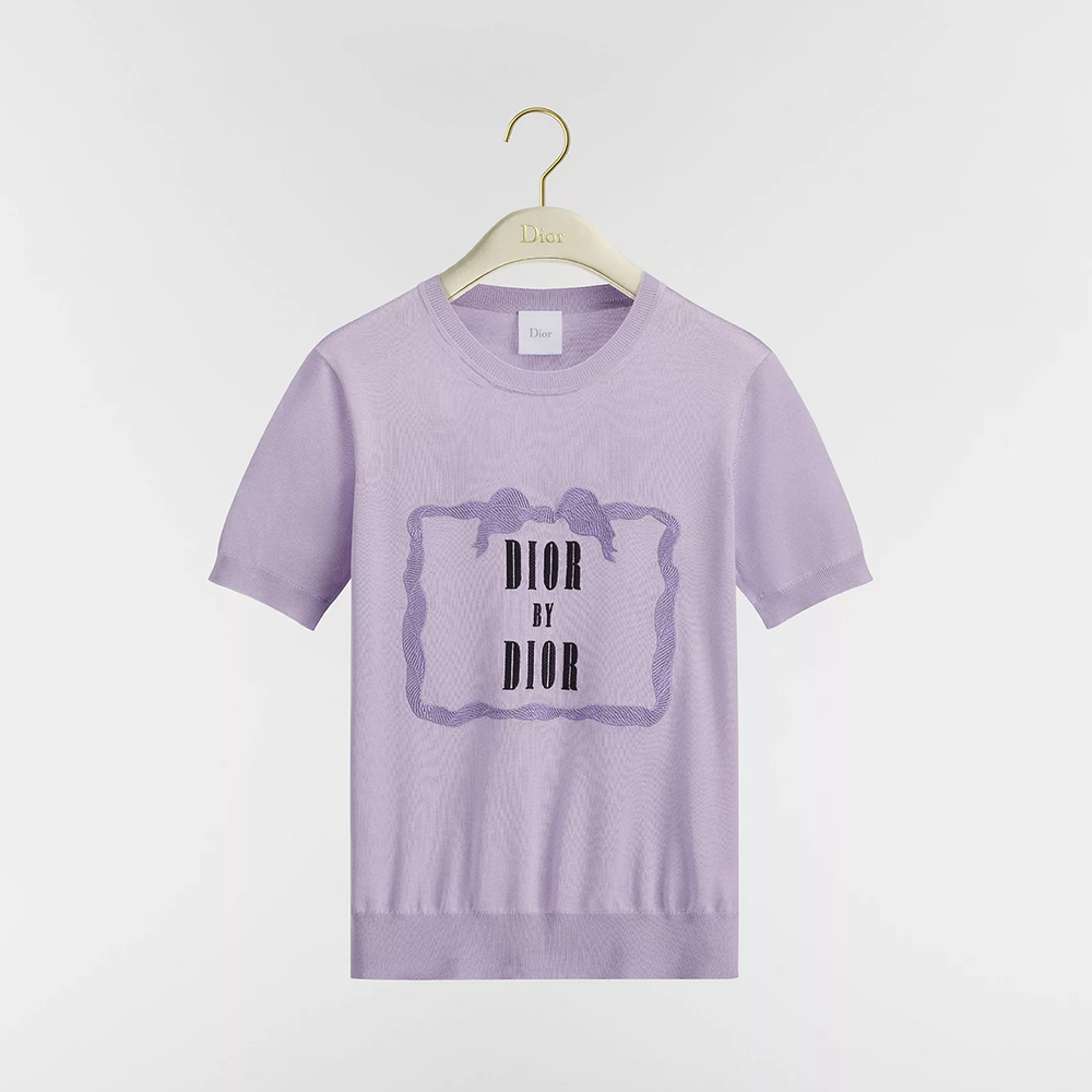 DIOR Top-quality Version Book Cover Short-Sleeved Sweater Lilas Silk Knit #397121