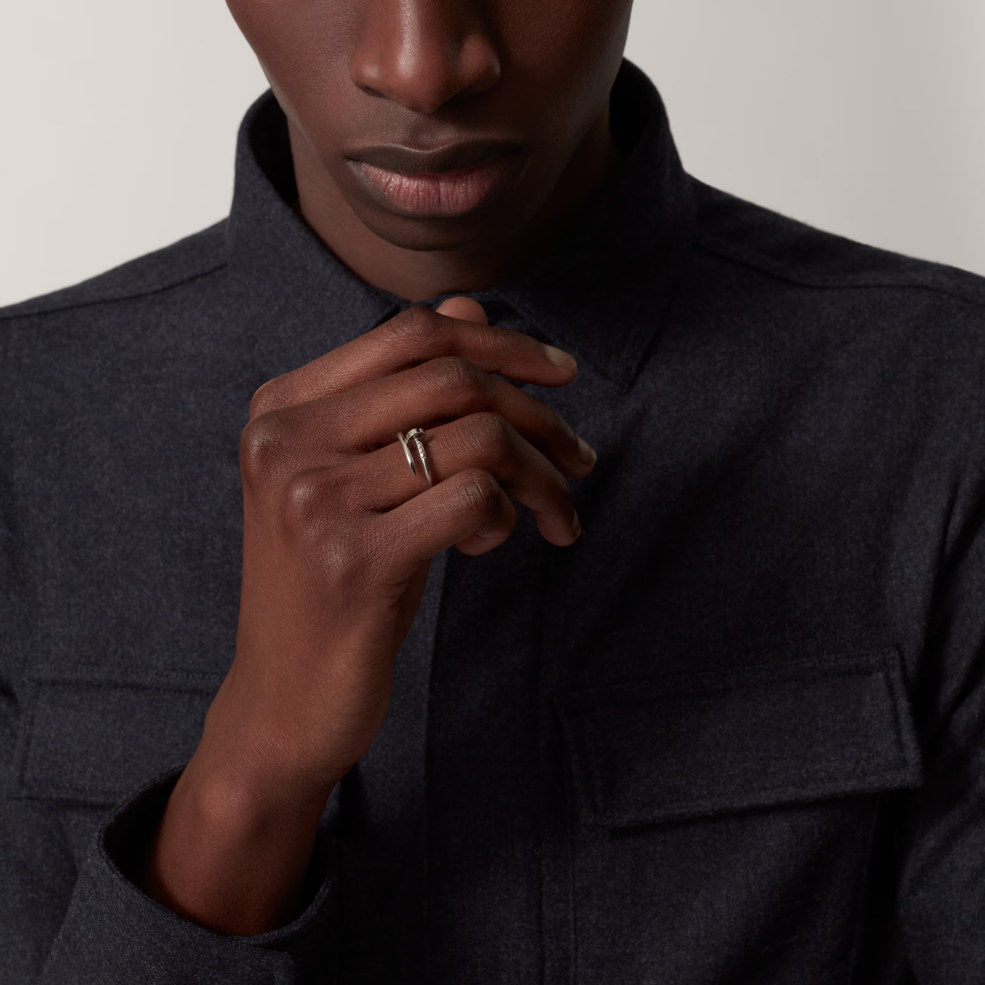 Carty Nails Solo Trace Ring ,White Gold ,Small Model