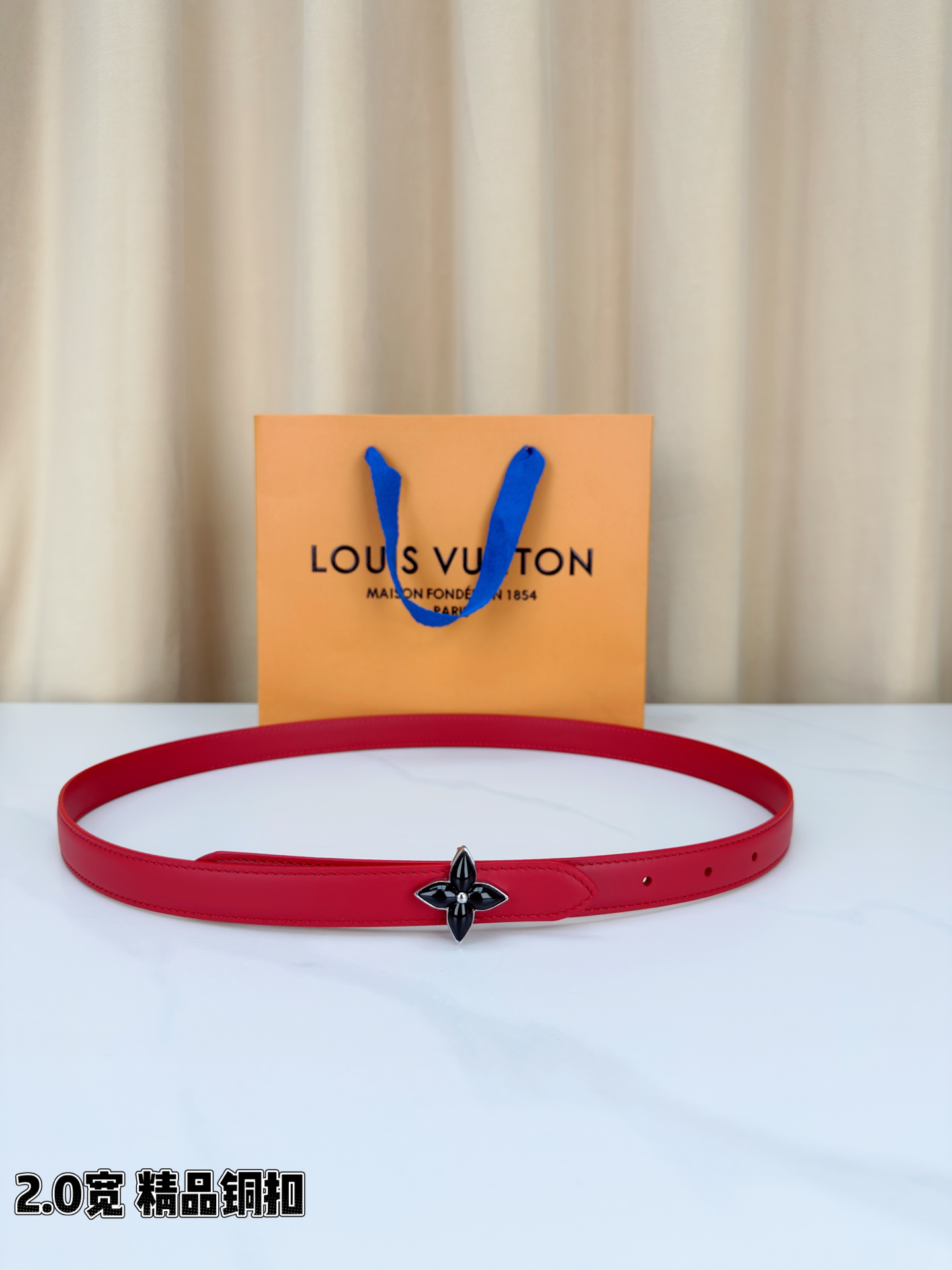 [TOP] Louis Vuitton LV Belt 2 cm - Red - 711 Luxury