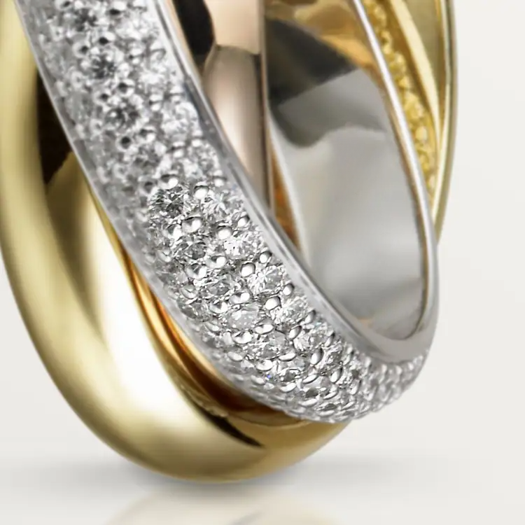 Carty Three Circles Ring, Three Tone, Moissanite，Medium