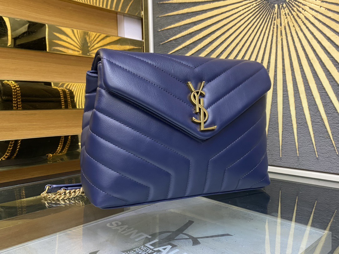 [TOP] Yves Saint Laurent YSL LouLou Bag 24x18x9cm - Dark Blue - 711 Luxury
