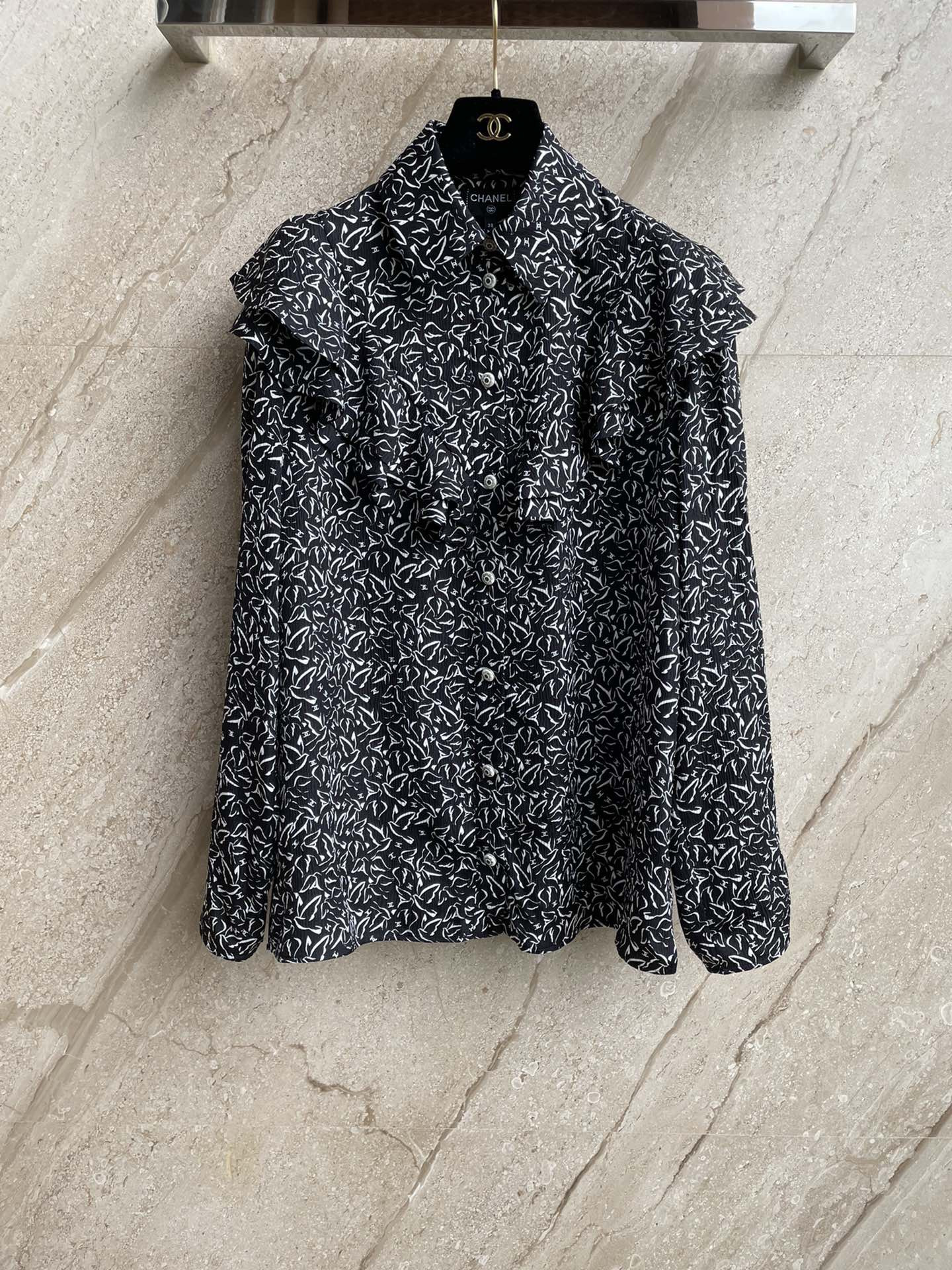 Chanel Clothing Chanel Silk Dove Print Shirt #378959 View 2 | Nigo Office