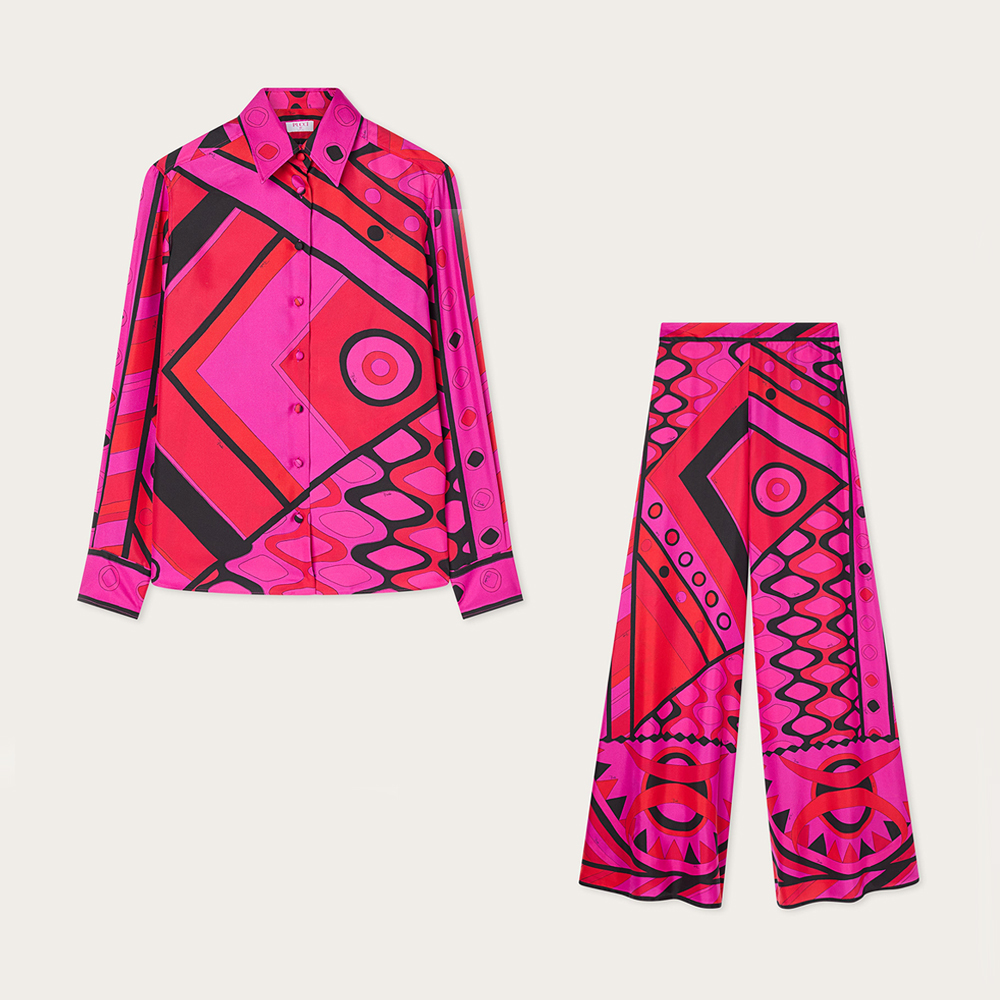 Designer Clothing PUCCI Vivara Print Silk Palazzo Shirt and Pants #385479 | Nigo Office