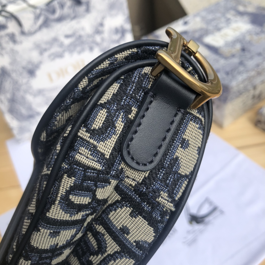 [TOP] Christian Dior Saddle Bag Oblique 21x18x5cm - Navy Blue
