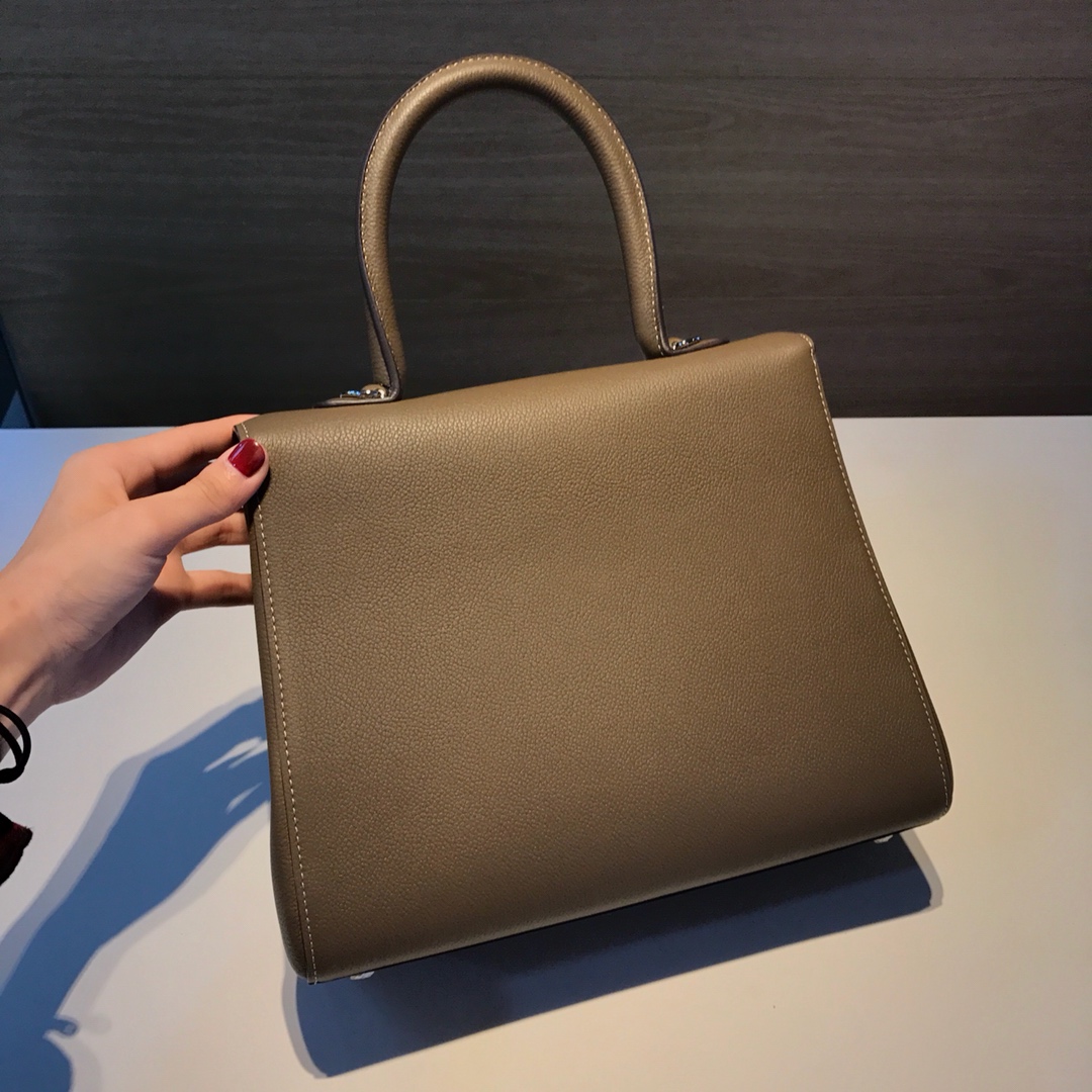 [TOP] Delvaux Brillant Bag Togo Leather 28x13.5x22.5cm - Dark Gray - 711 Luxury