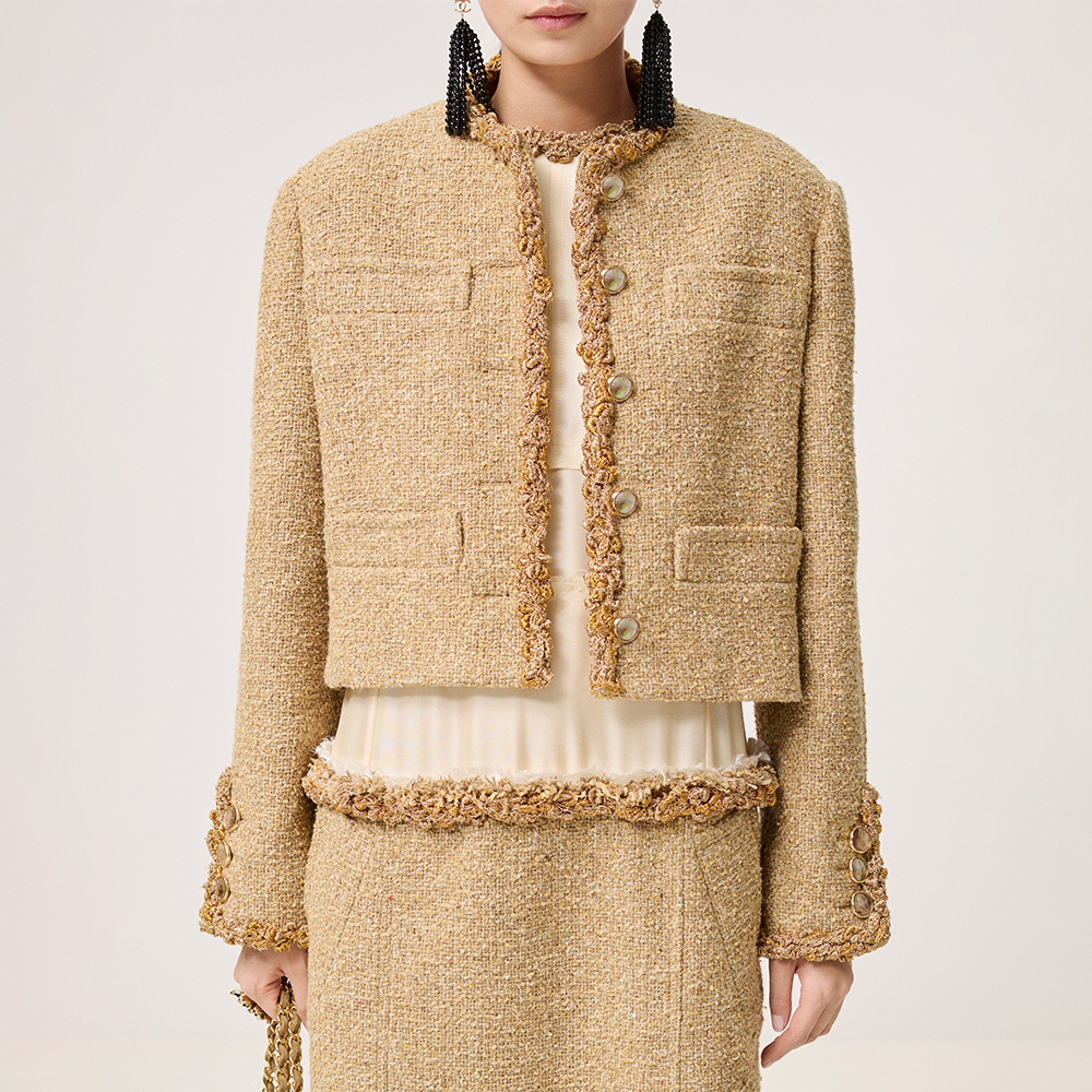 Chanel beige Clothing CHANEL Jacket Cotton Tweed Craft Beige #390531 | Nigo Office