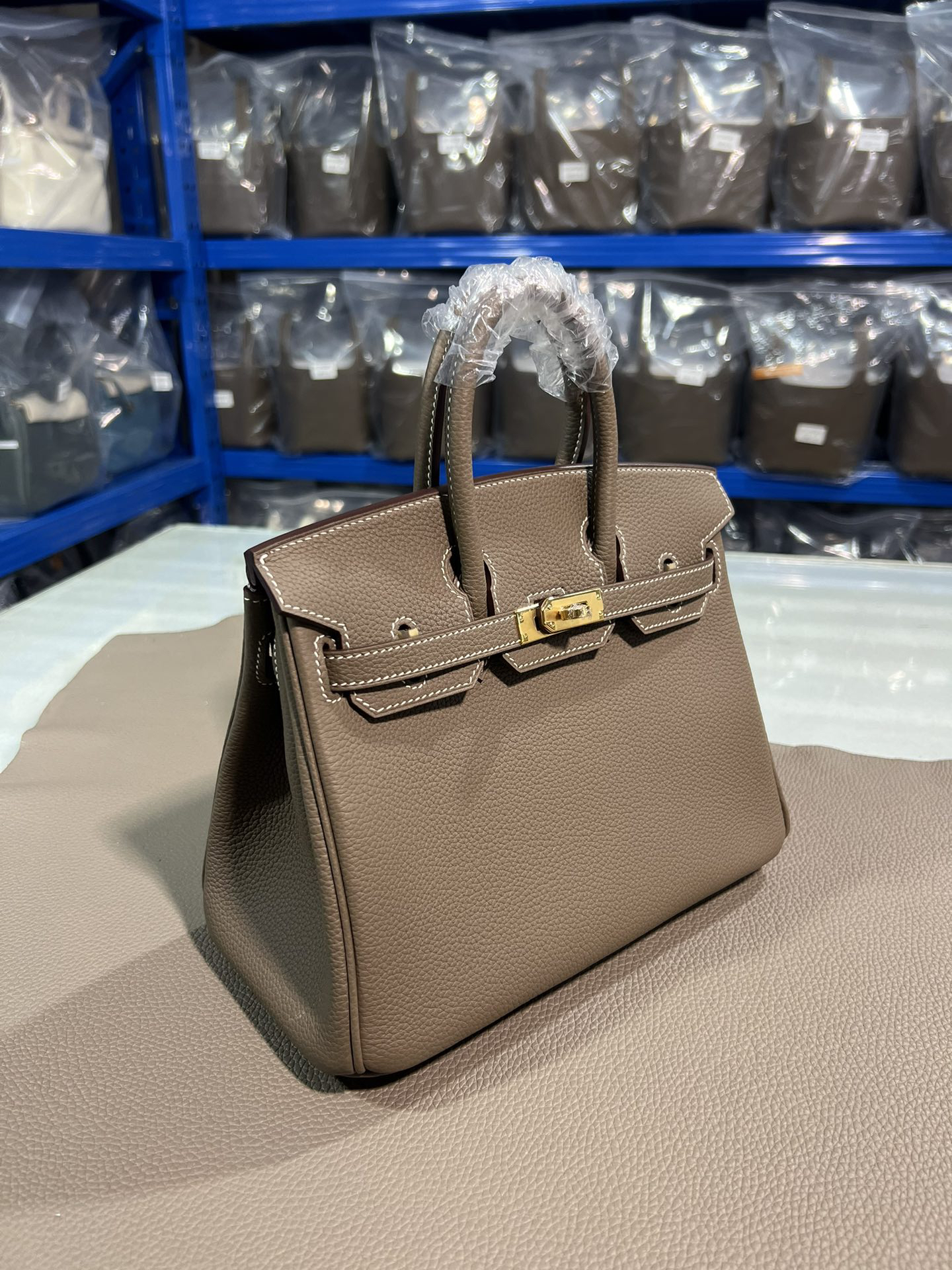 [TOP] HERMES Birkin Togo Leather 25cm - Etoupe & GHW