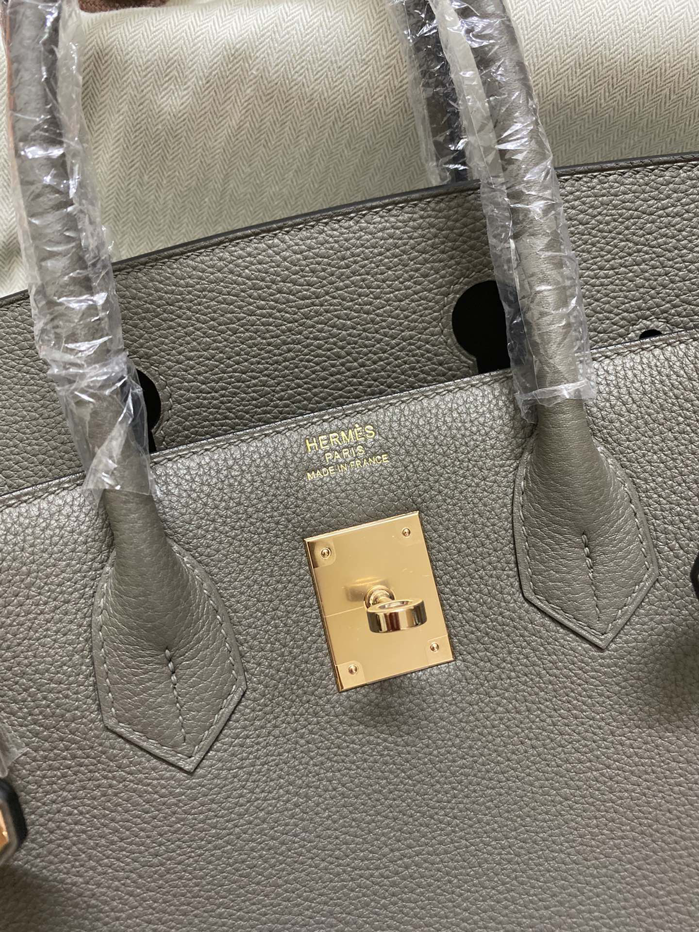 [TOP] HERMES Birkin Togo Leather 30cm - Etain & GHW
