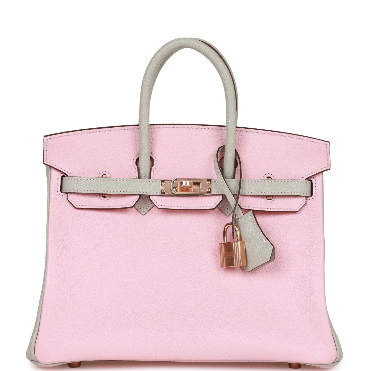 Hermes Special Order (HSS) BirkinRose Sakura and Gris Perle Chevre Mysore Rose Gold Hardware