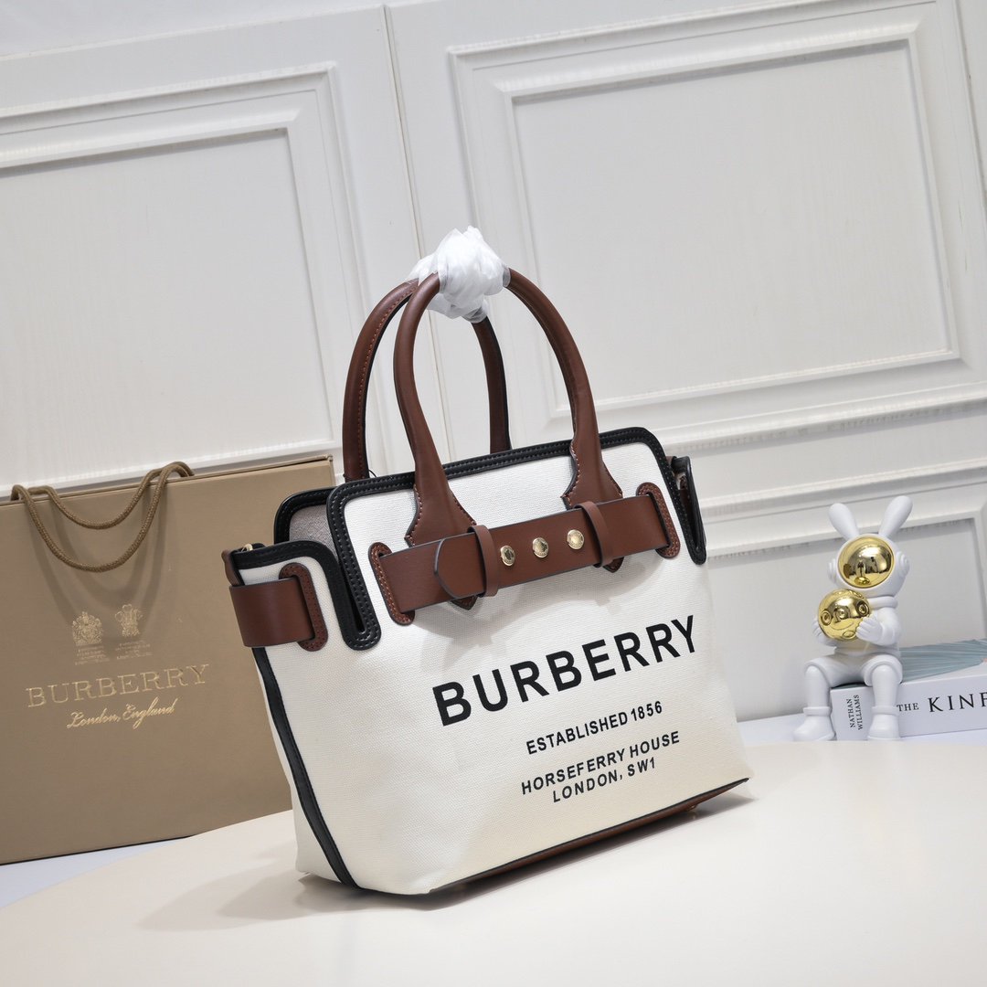 [TOP] BURBERRY The Belt Tote Bag Canvas 35x14.5x27.5cm - White - 711 Luxury