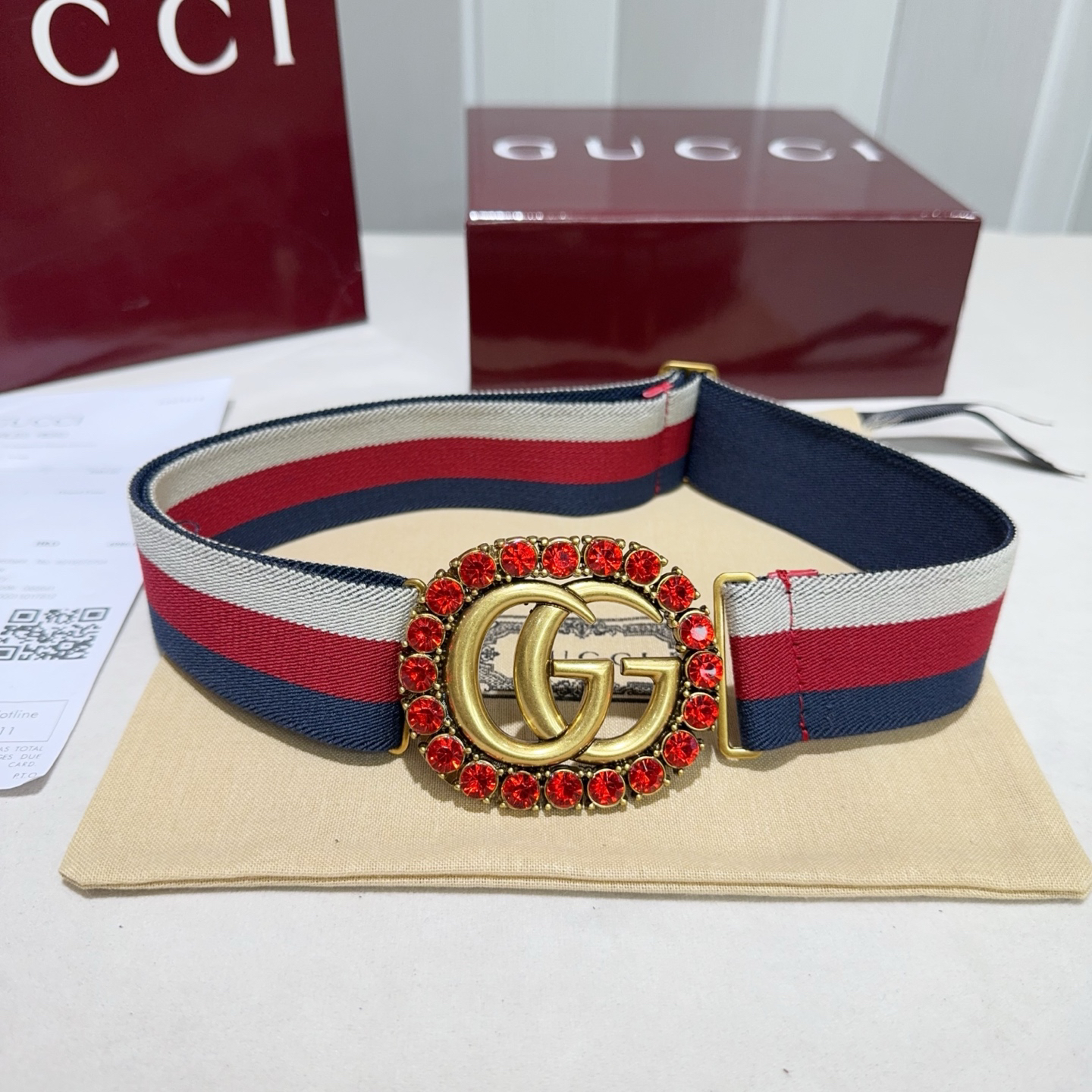 [TOP] GUCCI Elastic Nylon Fabric Belt 3.8 cm - 2 Colors - 711 Luxury