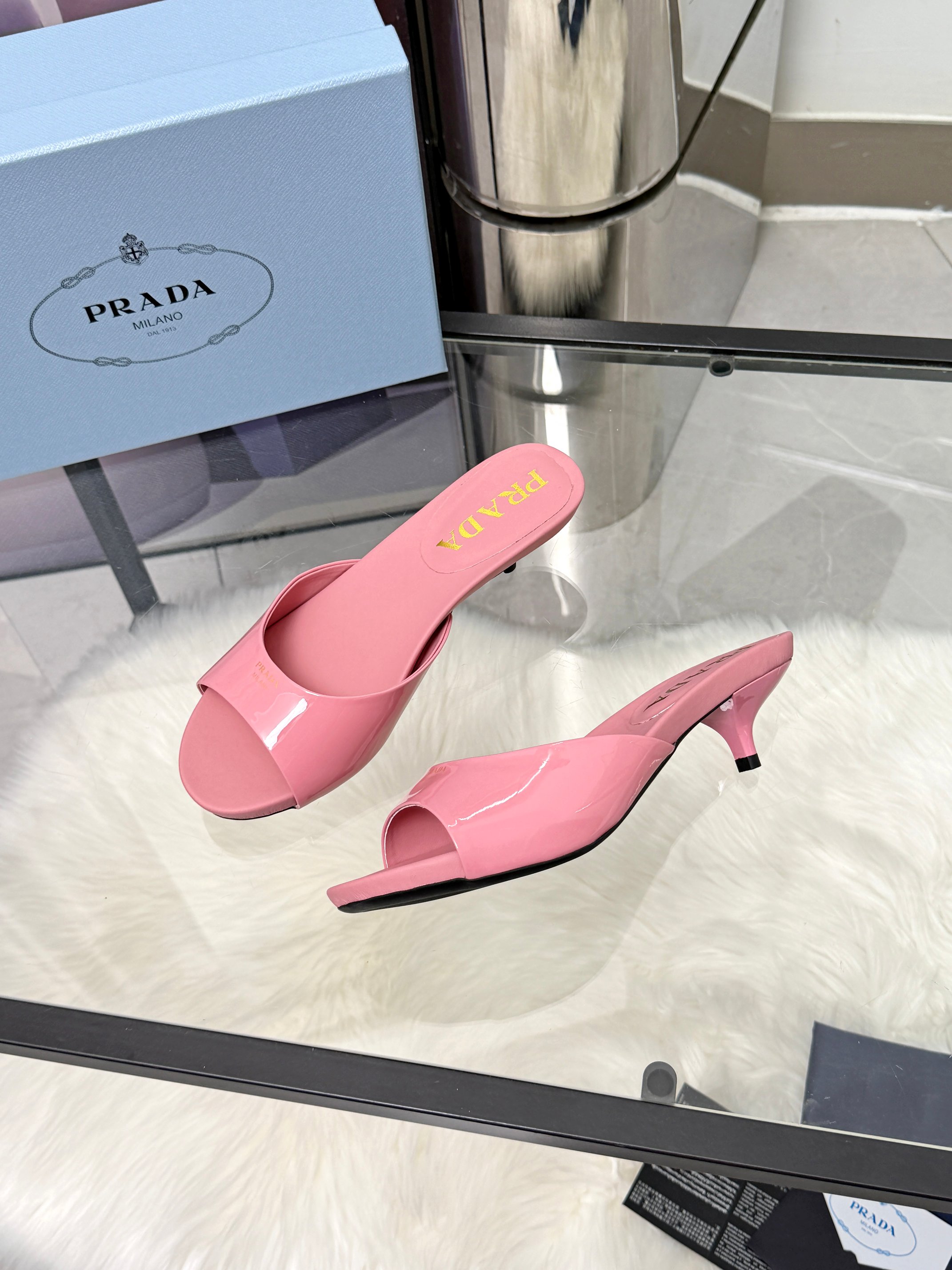 [TOP] PRADA 3.5cm Low Heel Slippers - Pink - 711 Luxury