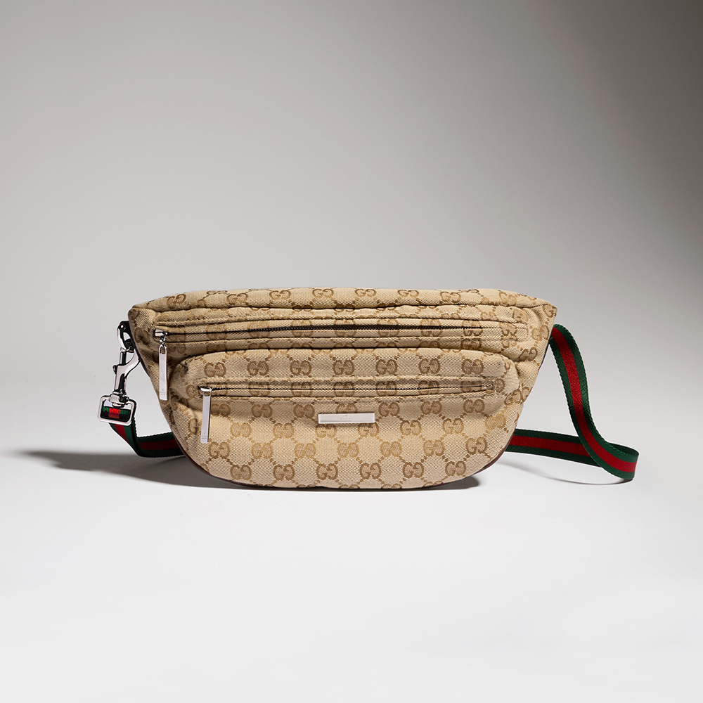 Gucci brown Bag GUCCI Gucci Tag Small Crossbody Bag in Sand and Brown GG Canvas #387943 | Nigo Office