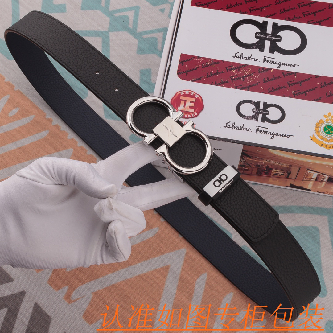 [TOP] Ferragamo Men's Belt 3.5cm - Black - 711 Luxury