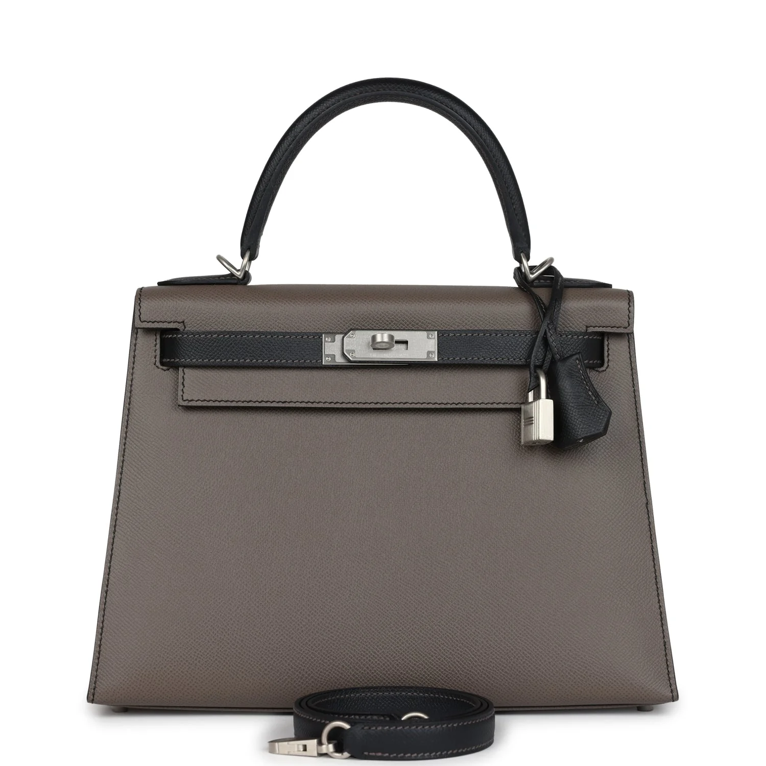 Hermes Special Order (HSS) Kelly Sellier  Etain and Black Epsom Brushed Palladium Hardware