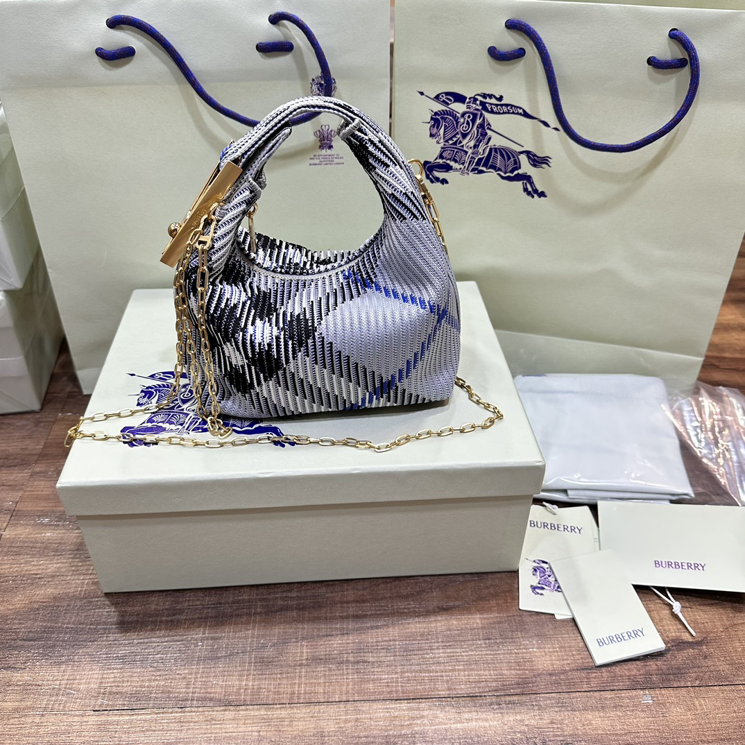 [TOP] BURBERRY Plaid Bag 16×10× 26cm - Purple - 711 Luxury
