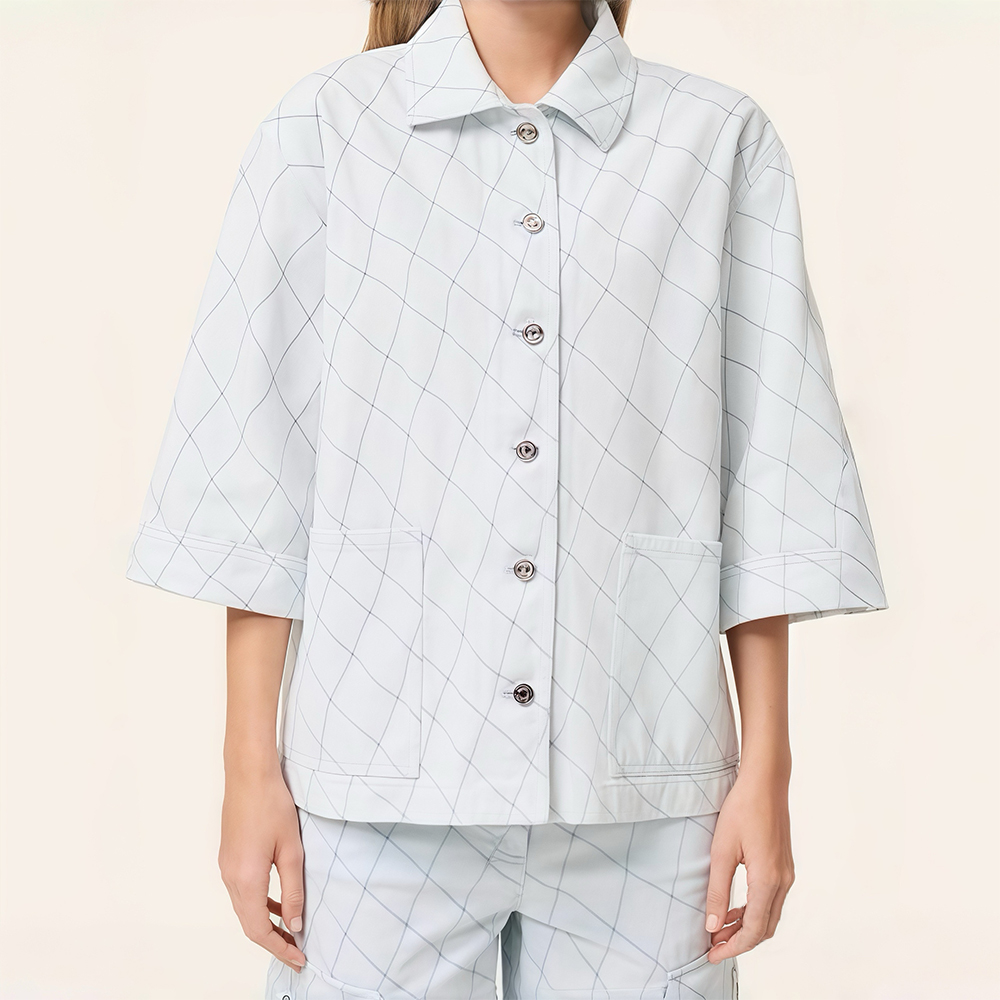 Chanel Top-quality Version Blouse Embroidered Denim Light Blue #385476