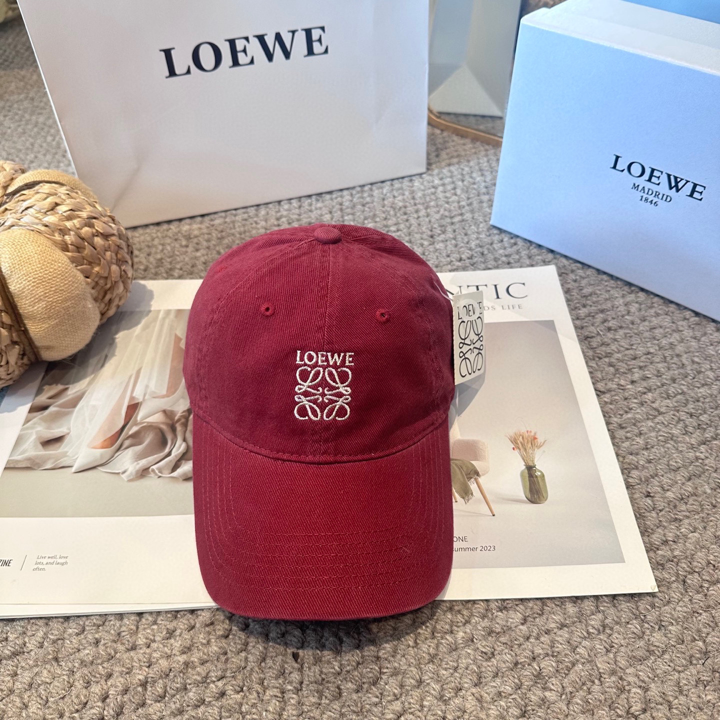 [TOP] LOEWE Baseball Cap - Red - 711 Luxury