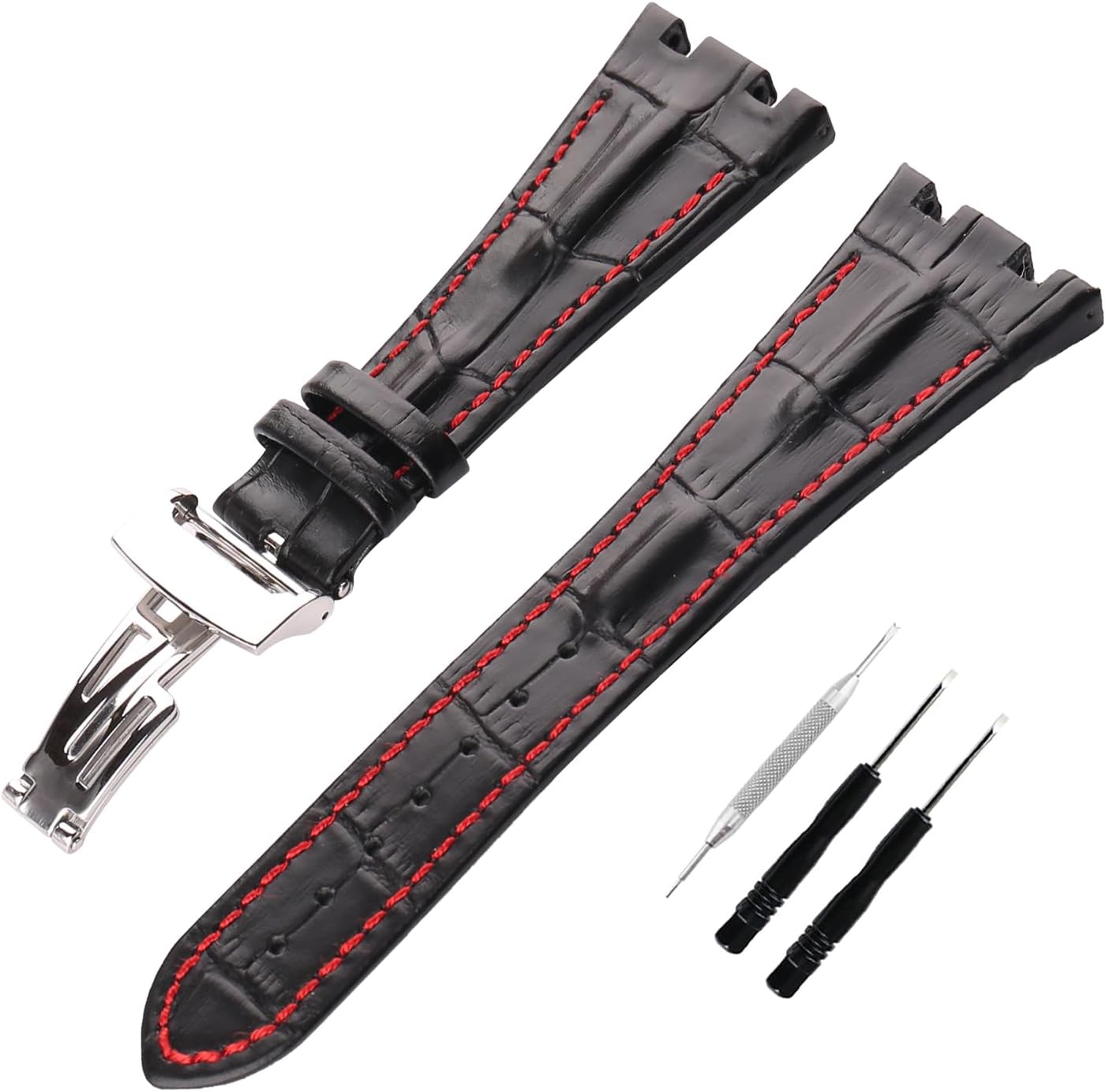 JETHENG Men's Leather Strap Compatible for 28mm Audemars Piguet Royal Oak Offshore AP 15703 15710 15400 26470 26400 Ladies outdoor work waterproof watch band wrist strap buckle
