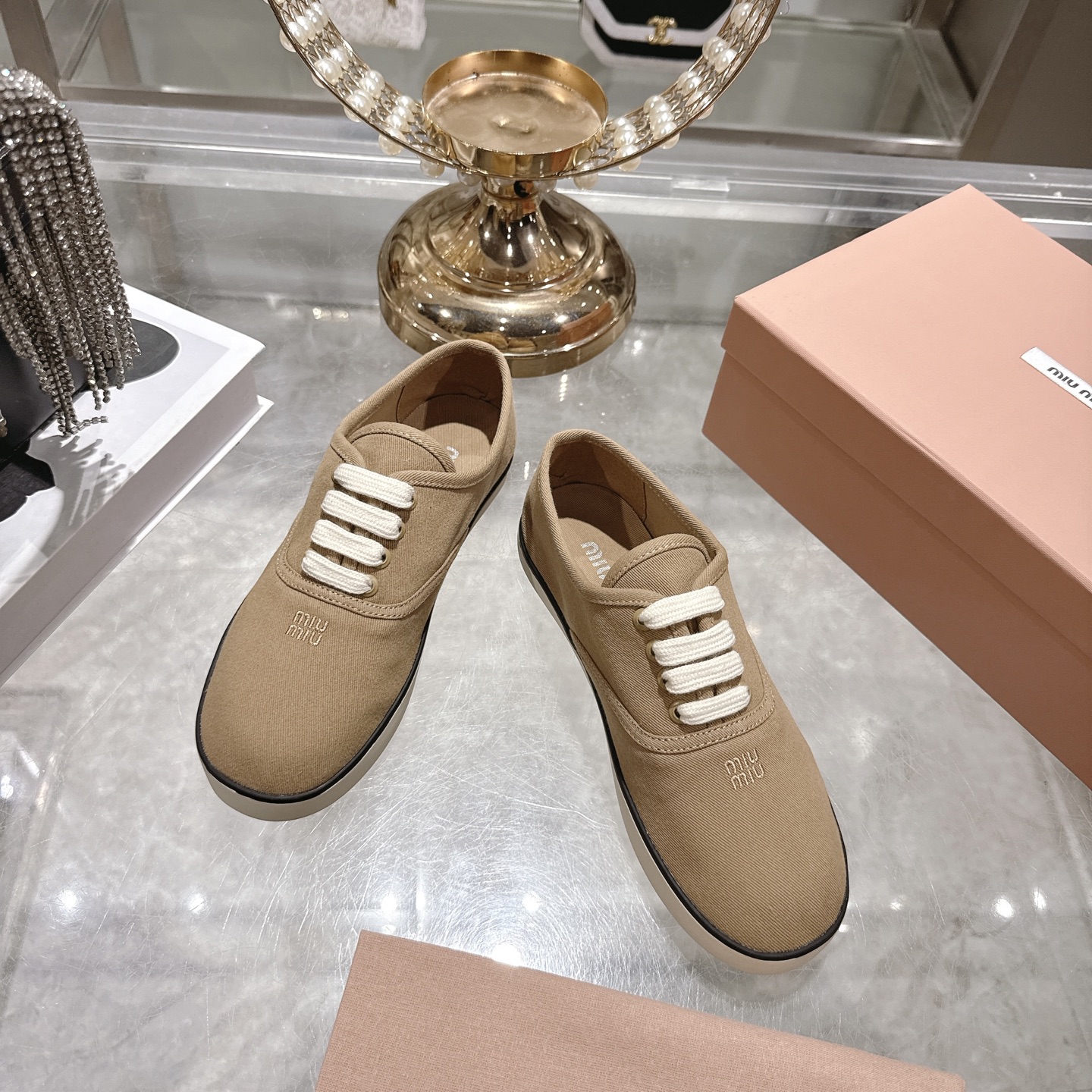 [TOP] Miu Miu Casual Shoes - Khaki - 711 Luxury