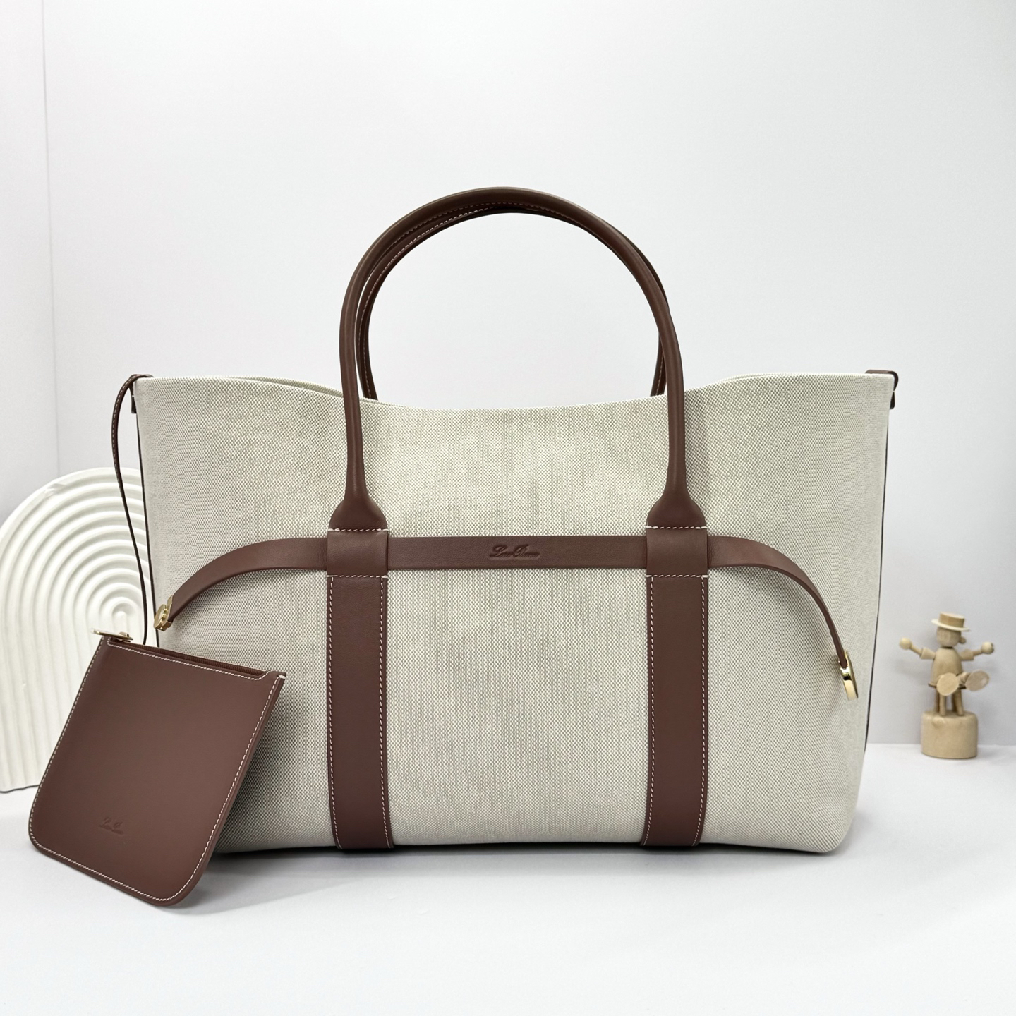 [TOP] Loro Piana Ghiera Shoer Shopping Bag  40 x 26 x 18 cm - White - 711 Luxury