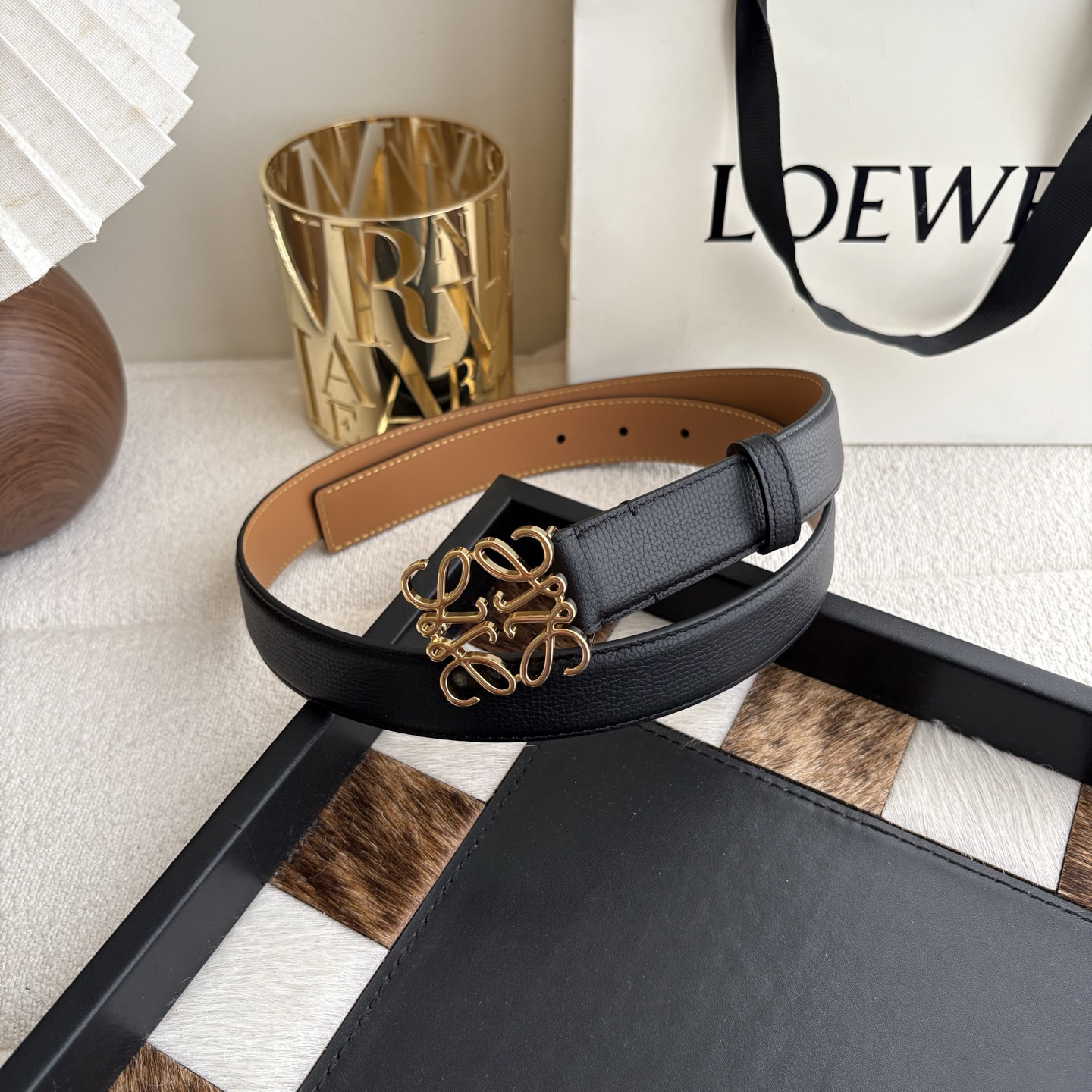 [TOP] LOEWE Leather Belt 2.8cm - Black - 711 Luxury