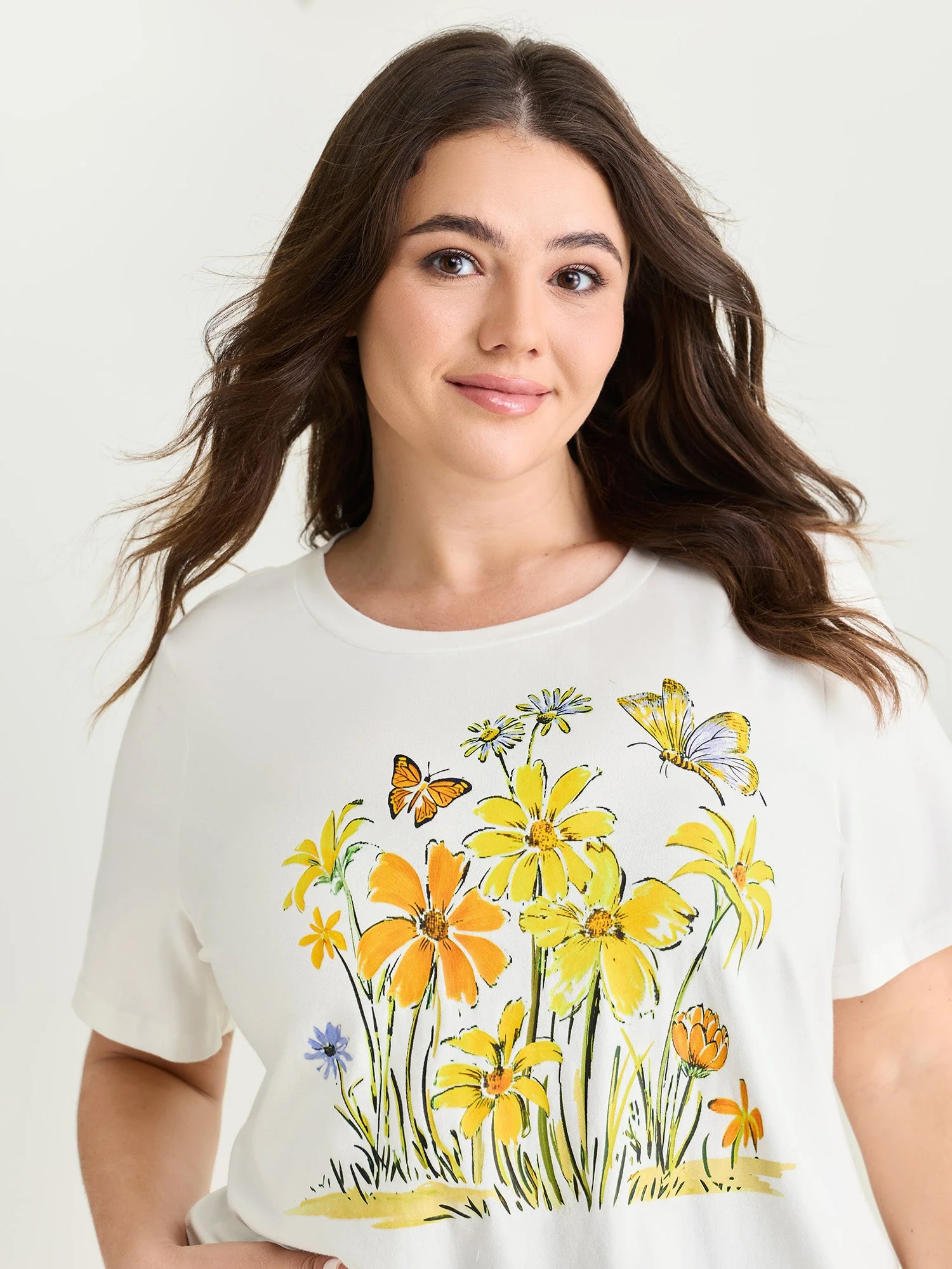 Cotton Sunkissed Floral Print T-Shirt