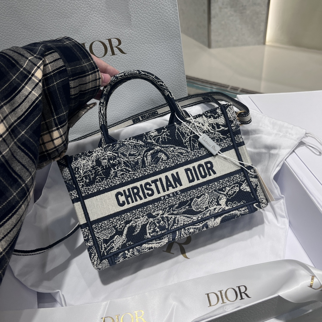 [TOP] Christian Dior Book Tote Bag Mini - Navy Blue - 711 Luxury