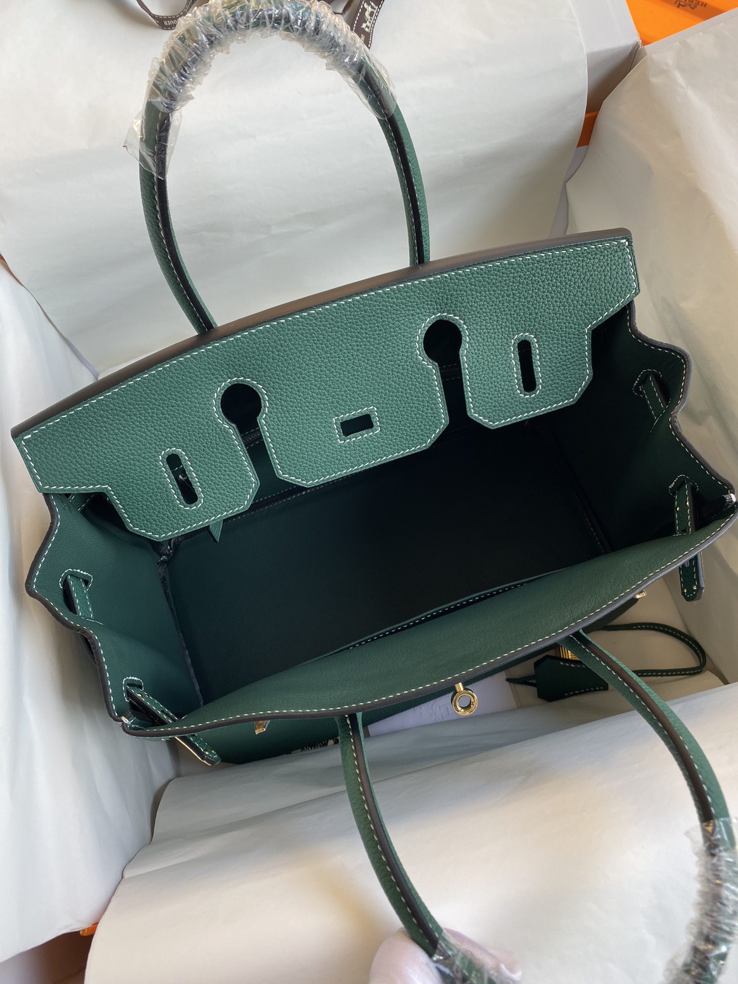 [TOP] HERMES Birkin Togo Leather 30cm - Malachite & GHW