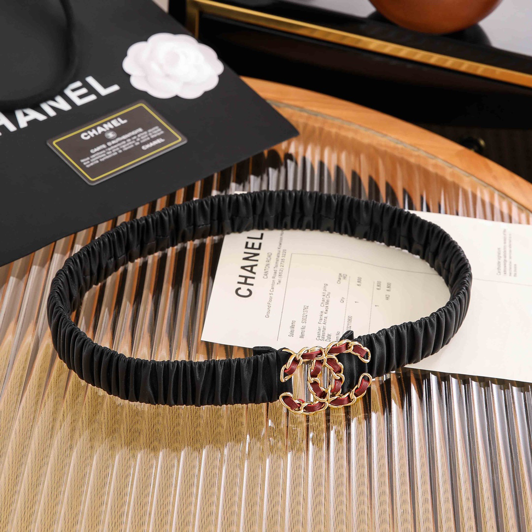 [TOP] CHANEL Elasticity Belt 4 Sizes - Black - 711 Luxury