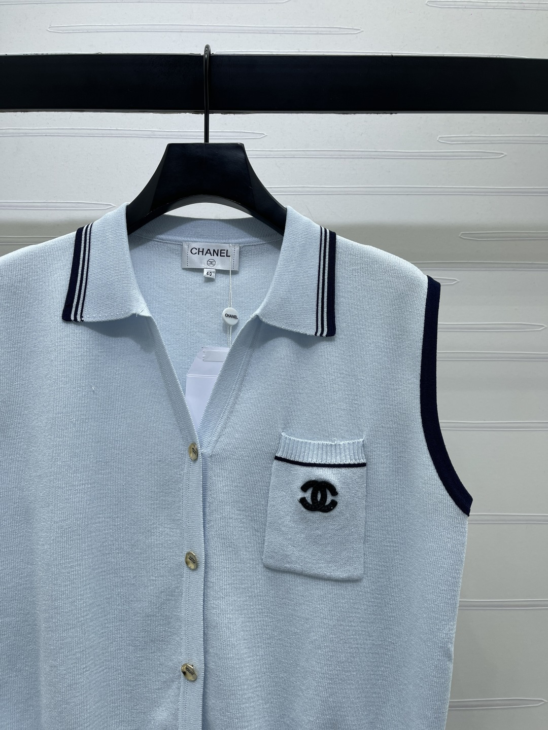 [TOP] CHANEL Knit Vest - Blue - 711 Luxury