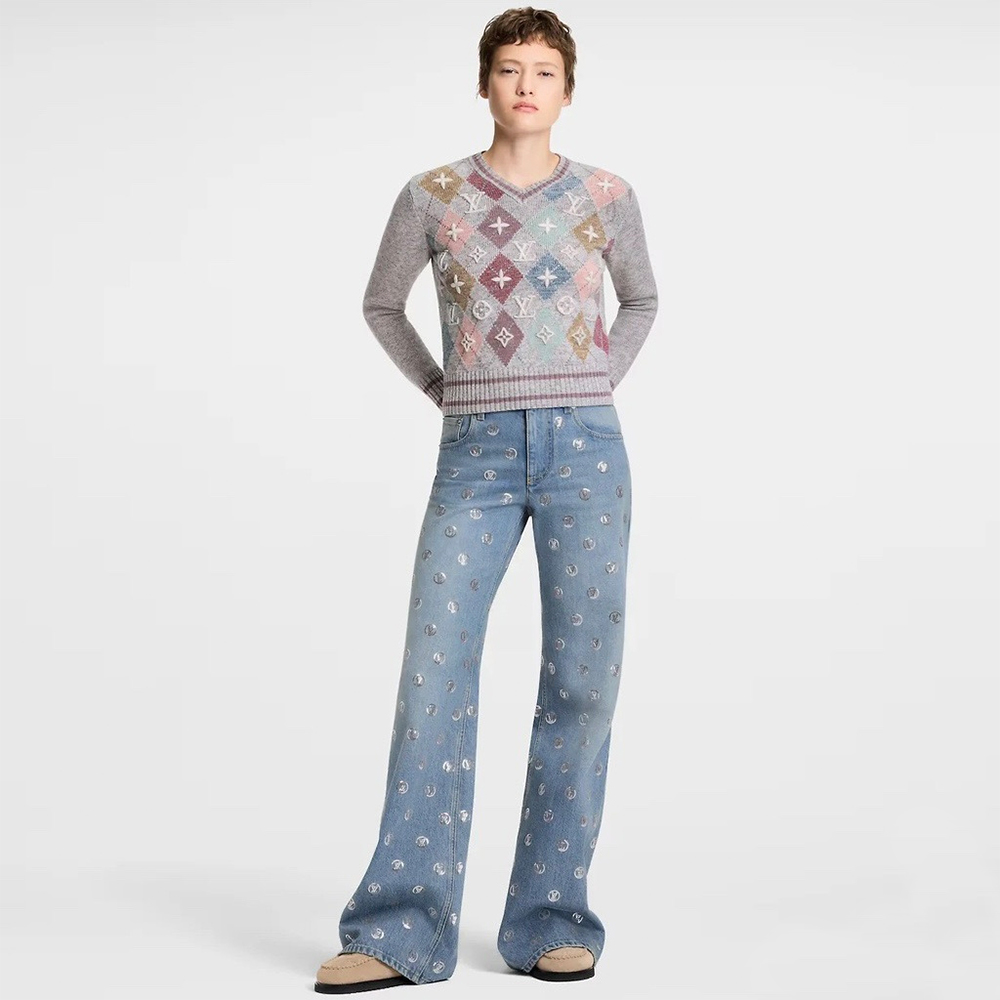 Louis Vuitton Clothing LOUIS VUITTON Signature Sequin Jeans View 2 | Nigo Office