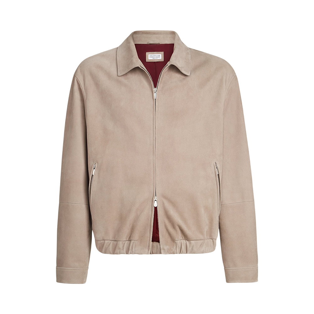 Brunello Cucinelli beige Clothing Brunello Cucinelli Beige Suede Two-Way Zip Jacket #394989 | Nigo Office