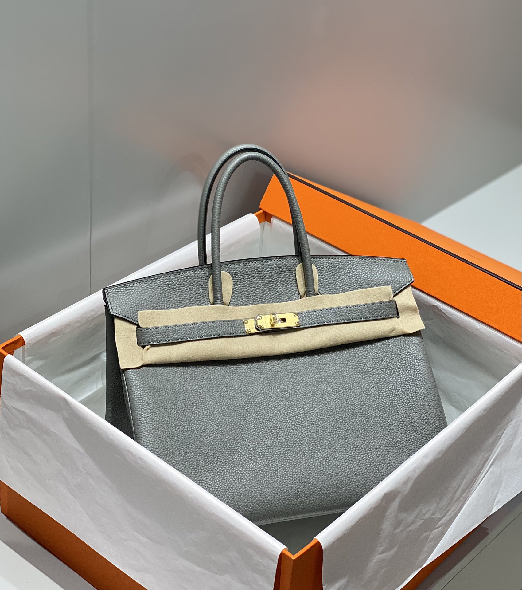 [TOP] HERMES Birkin Togo Leather 35cm - Gris Orage  & GHW