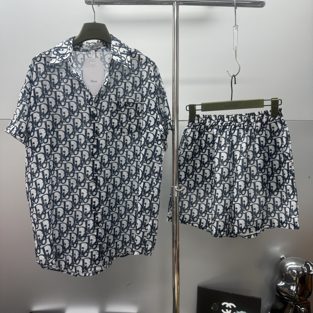 [TOP] Christian Dior  Shirt + Shorts Suit - Blue