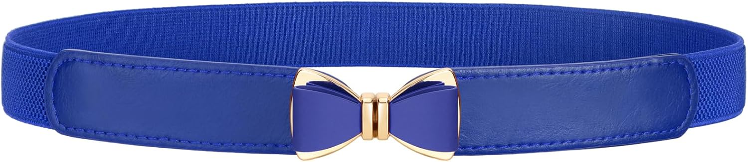 VONMELLI Womens Skinny Elastic Belt Stretchy Bow Belt for Women Dresses Thin Waist Ladies Belts