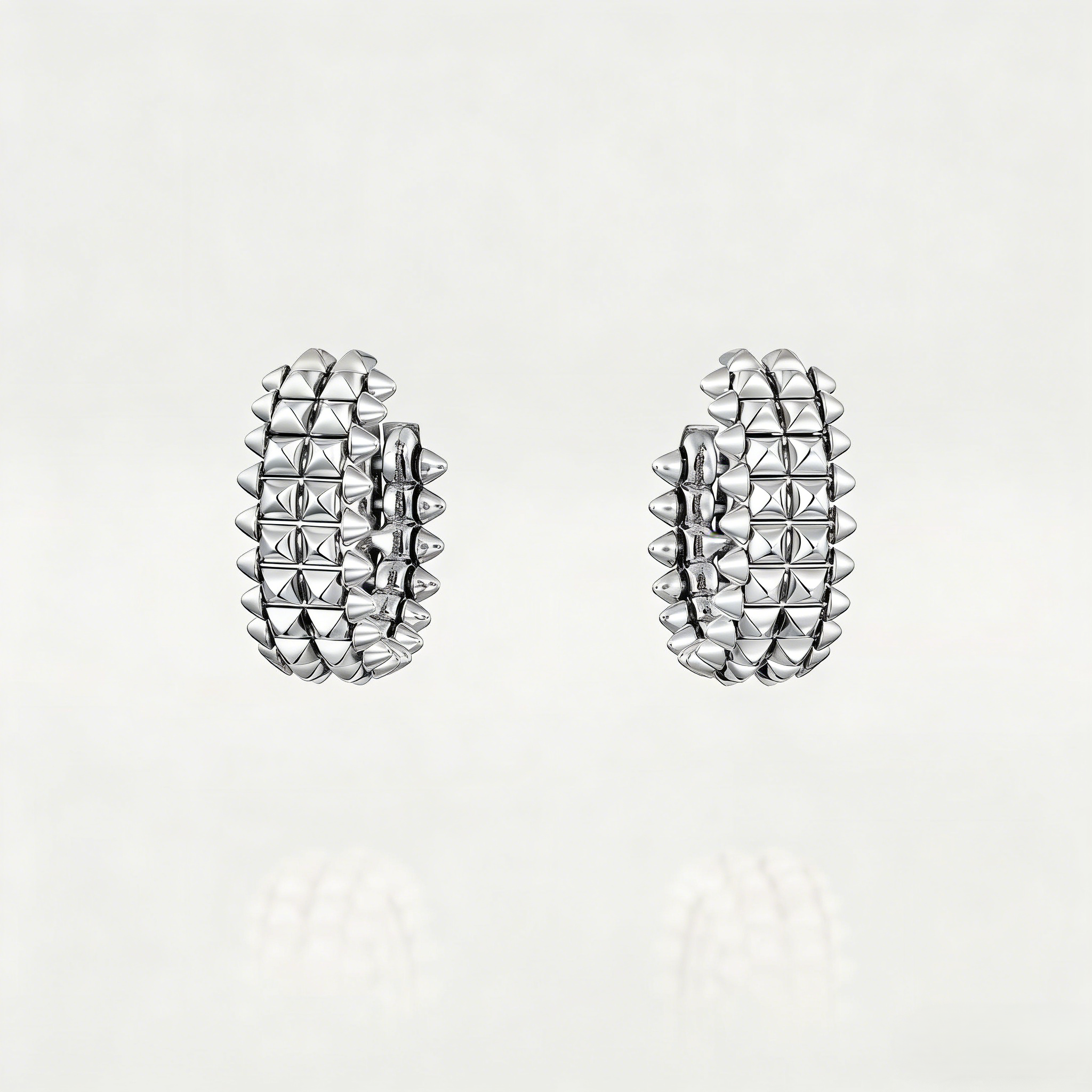 Carty Bullet Earrings, White Gold, Double Row