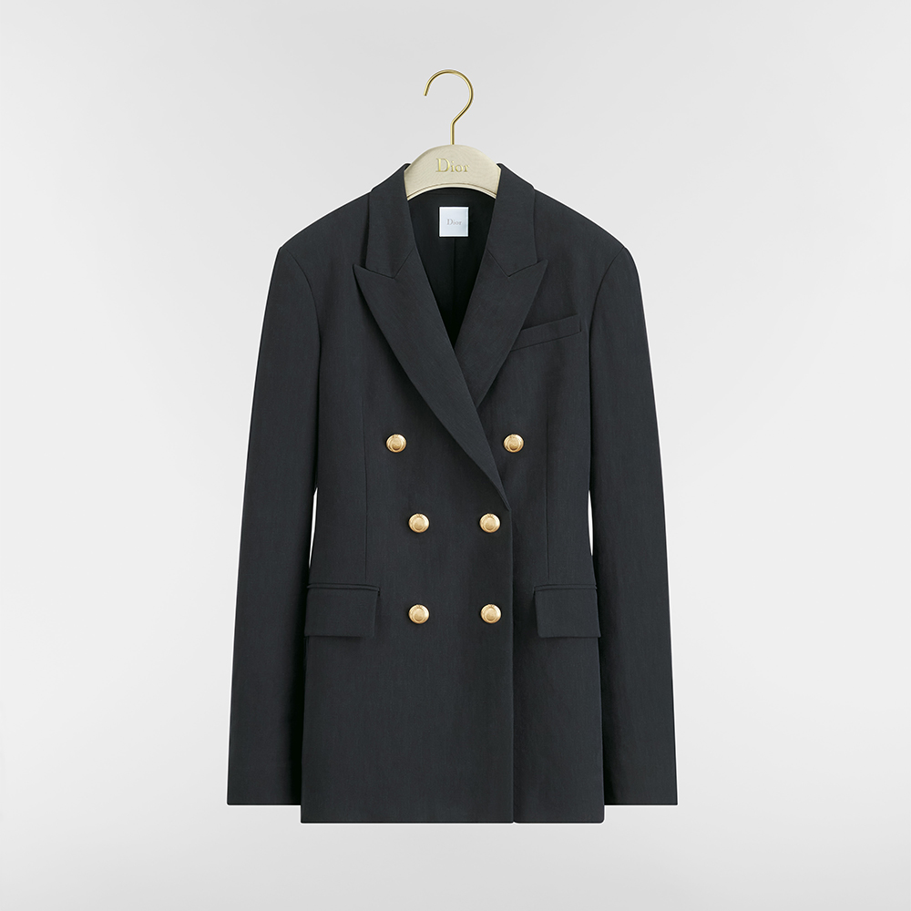 Dior blue Clothing DIOR Dior Médaillon Bar Jacket Navy Blue Water-Resistant Cotton and Silk Gabardine #389904 | Nigo Office