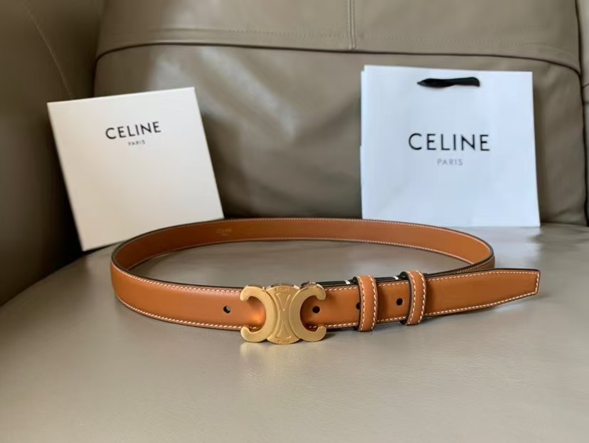 [TOP] CELINE Belt Calfskin 2.5cm - Brown - 711 Luxury