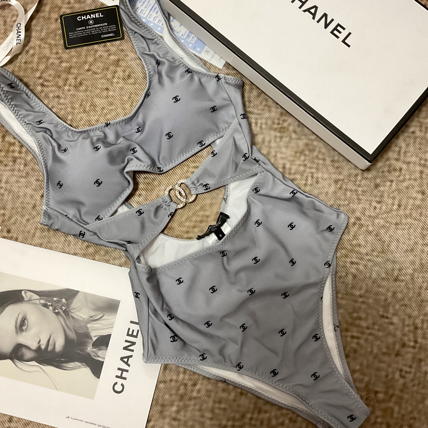 [TOP] CHANEL One-Piece Swimsuit - Gray - 711 Luxury